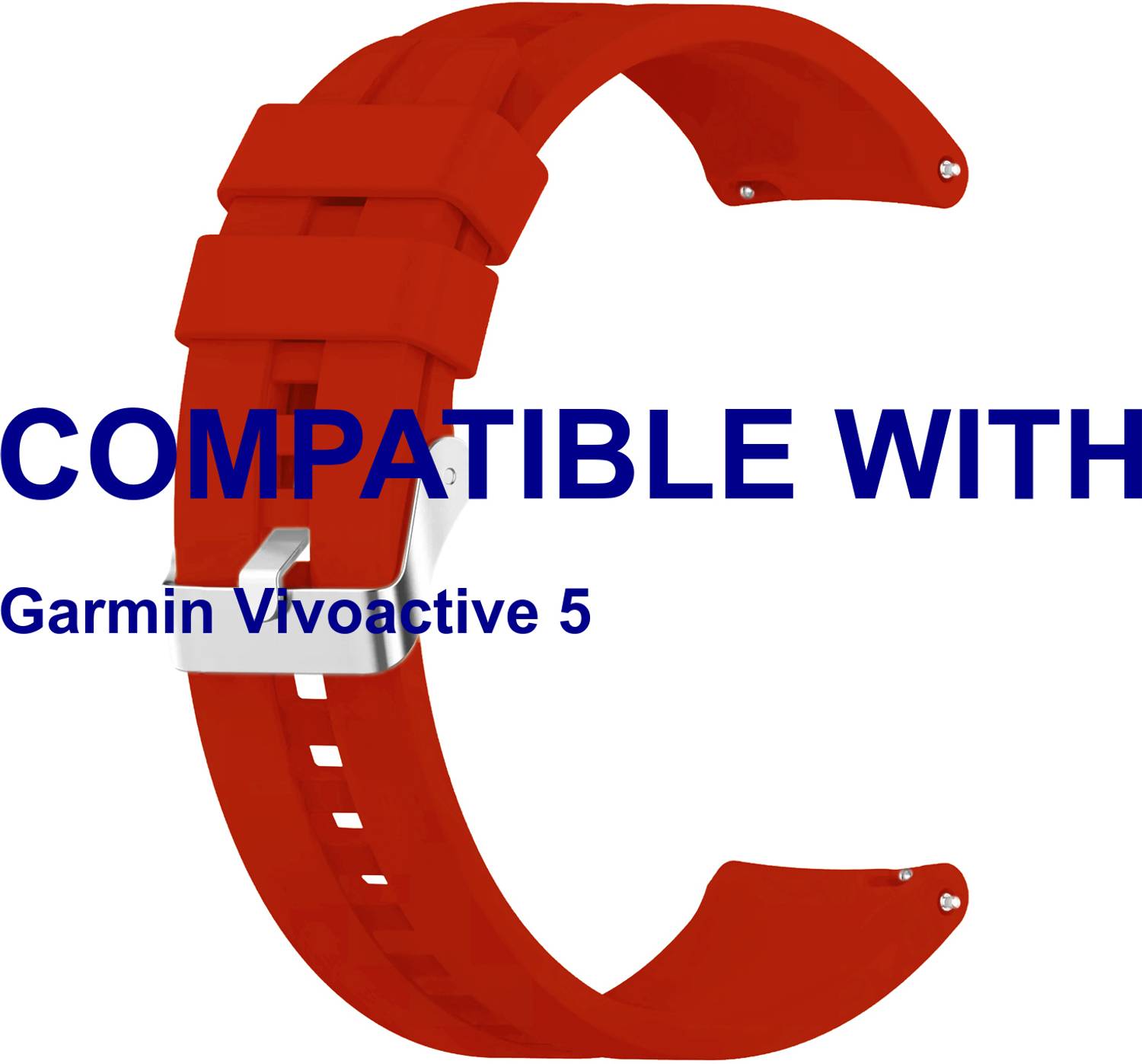 ACM WSM15C20RD5014 Watch Strap Silicone Hook Belt 20mm for Garmin Vivoactive 5 Smartwatch Red Smart Watch Strap