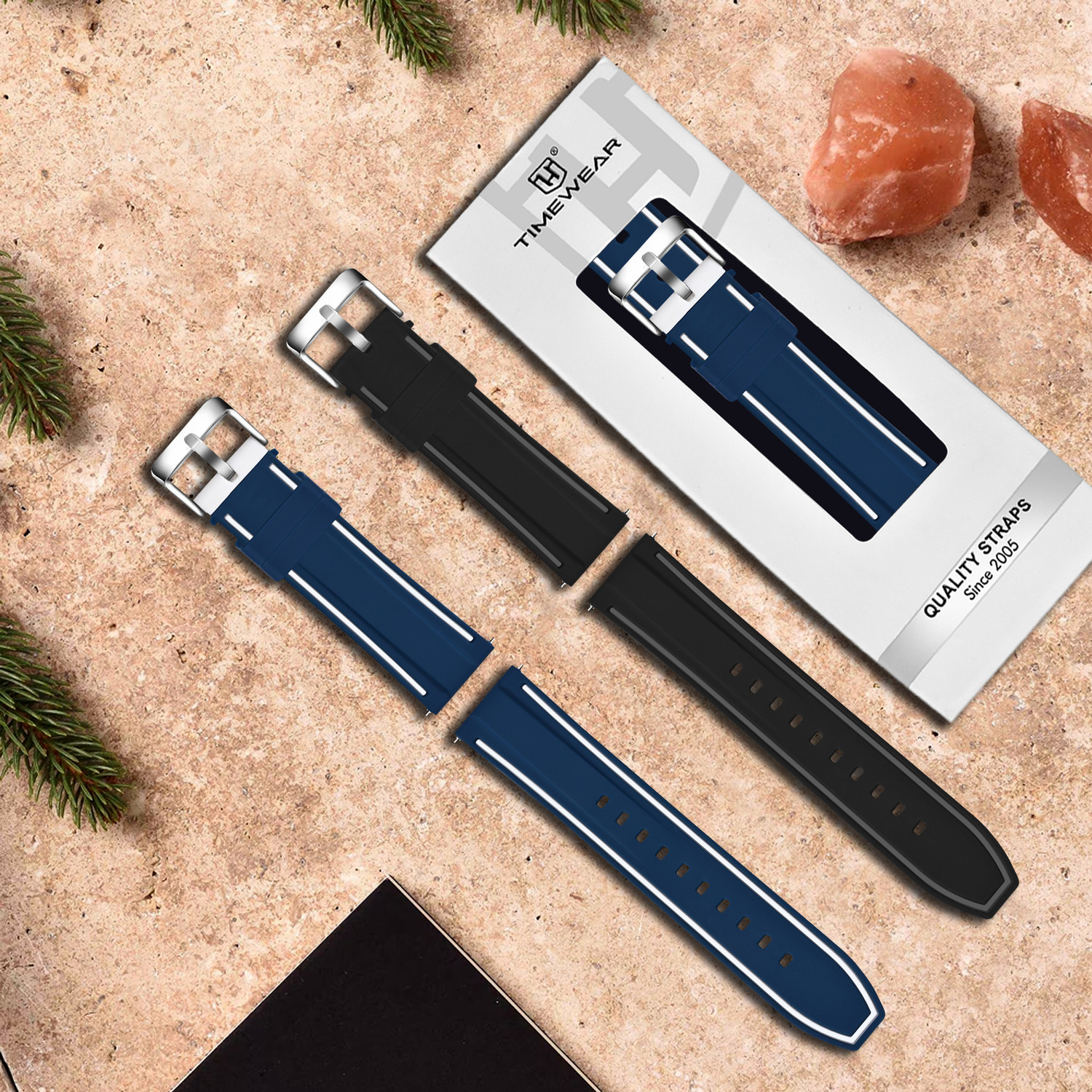 Image of TIMEWEAR Strap with Quick Release Pin Sidebar, Compatible Watches with Lug width 22 mm Silicone Watch Strap