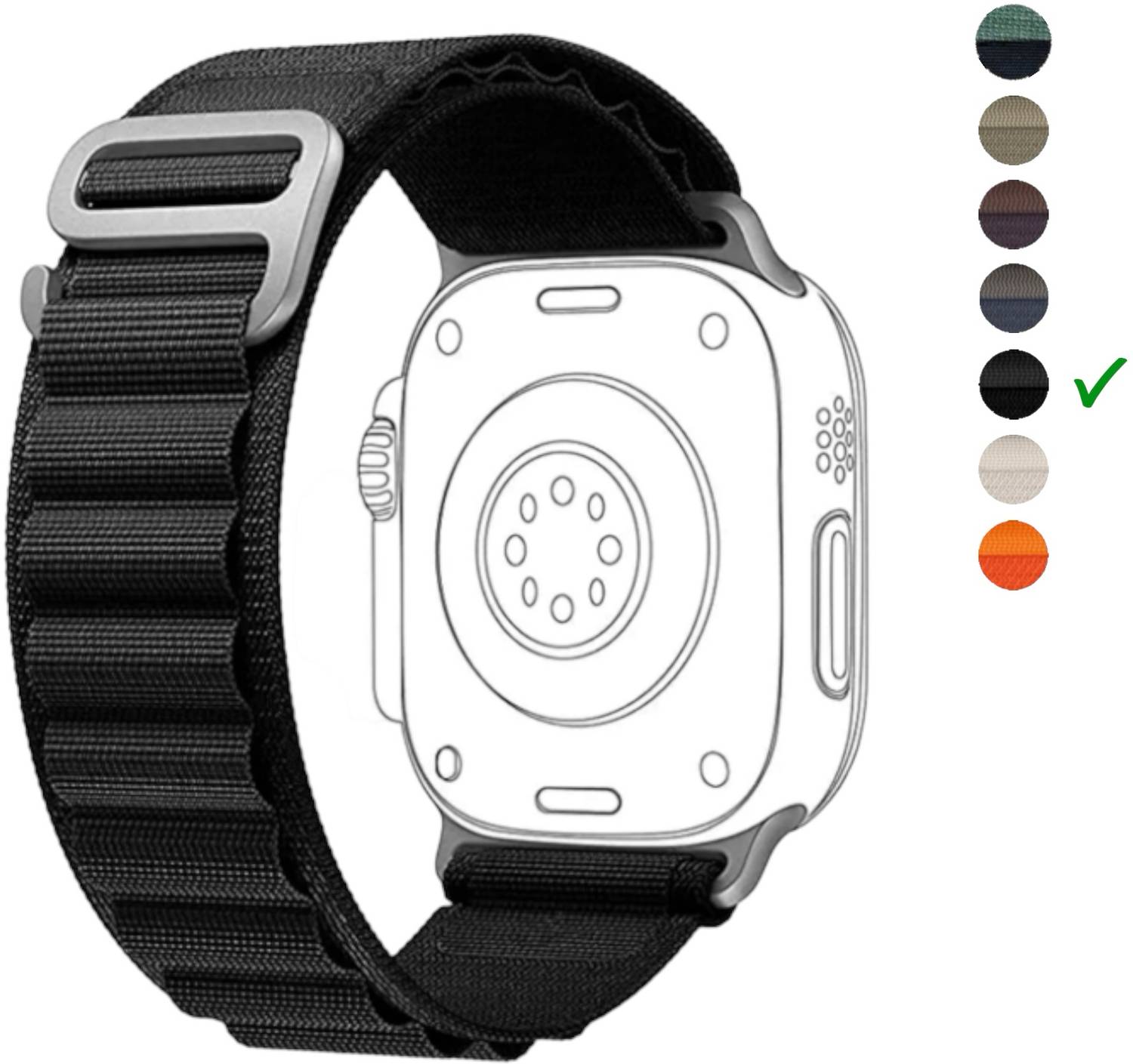 onefit 2 cm Alpine Loop Strap Nylon Watch Band for Apple Watch 42mm/44mm/45mm/49mm (Only Alpine Loop, Watch NOT Included) Smart Watch Strap