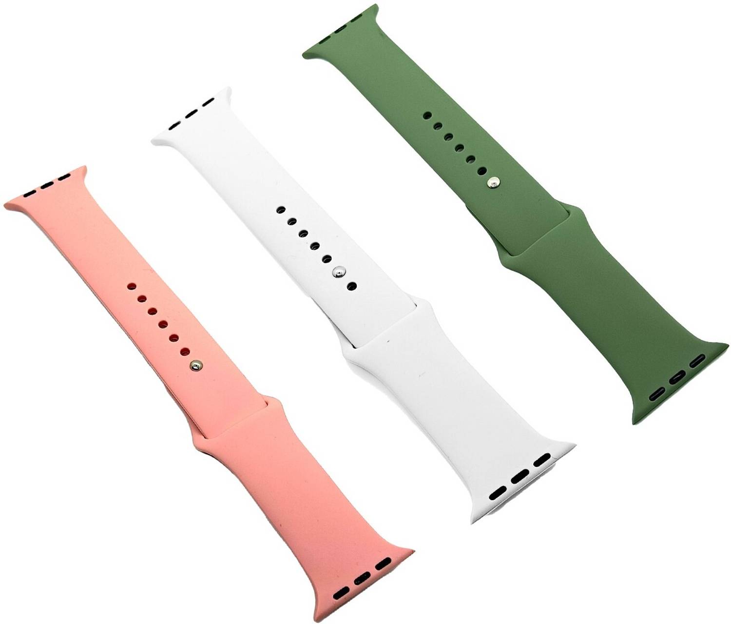Priavy Peach, Green & White silicon Smart Watch strap Compatible with iWatch Band Ultra 49mm 45mm 44mm 42mm Smart Watch Strap