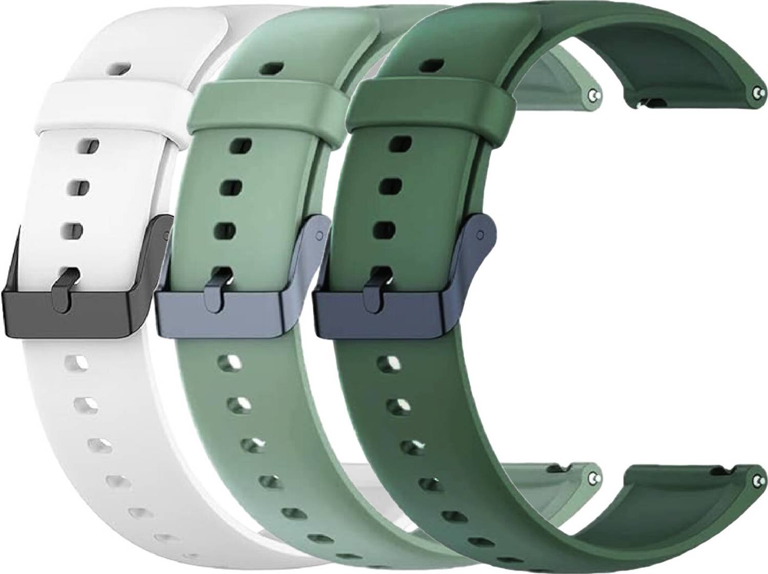 TRENDINGVIEW 2 cm 22mm Smart Watch Strap (Combo Pack of 3) Silicone Belt with Quick Release Pins | Adjustable Length Smart Watch Strap