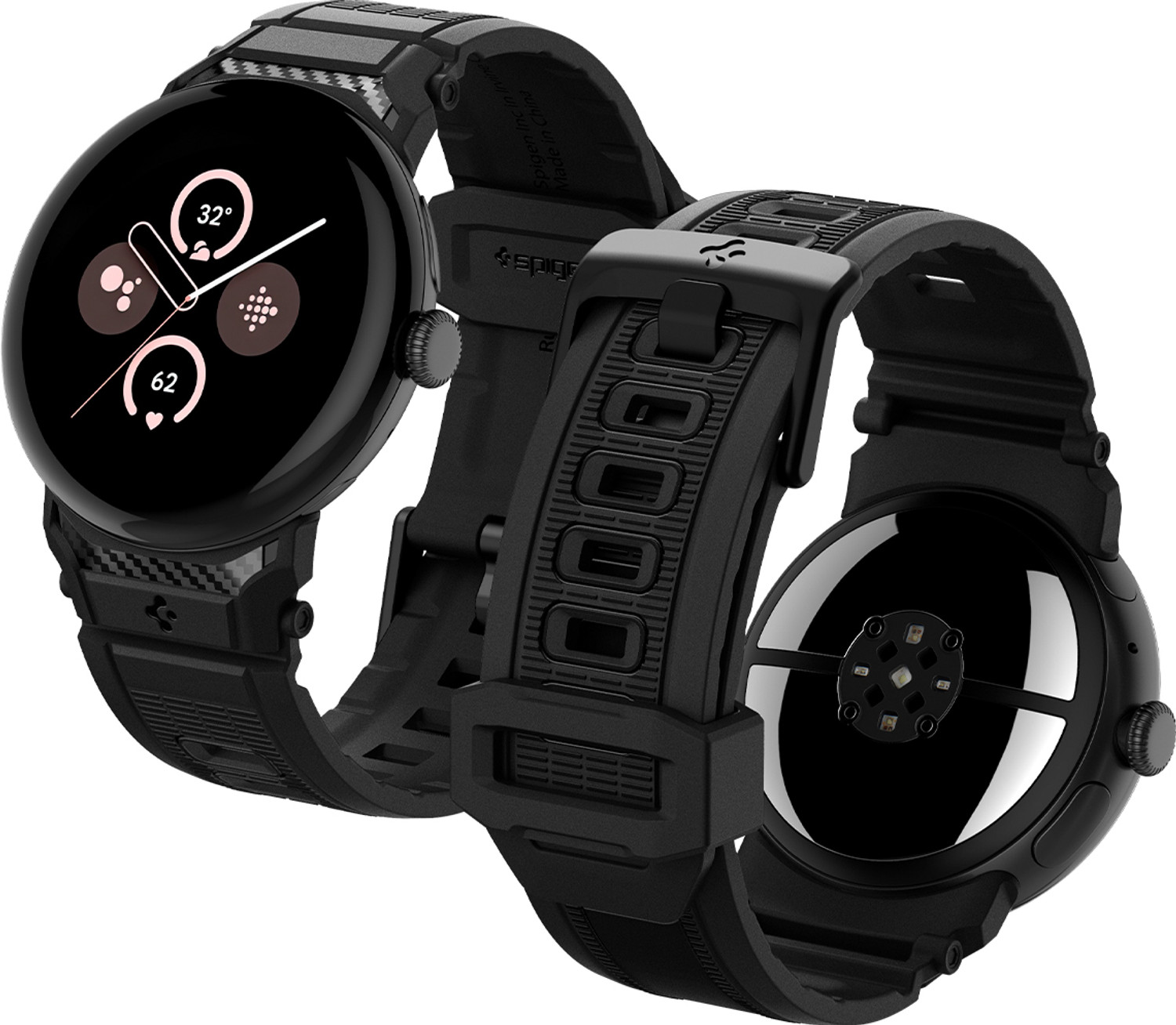 Image of Spigen Rugged Band TPU Rugged Loop Band Strap(lightweight) Compatible With Google Pixel Watch 3 45mm (Watch Not Included) Smart Watch Strap (Black)