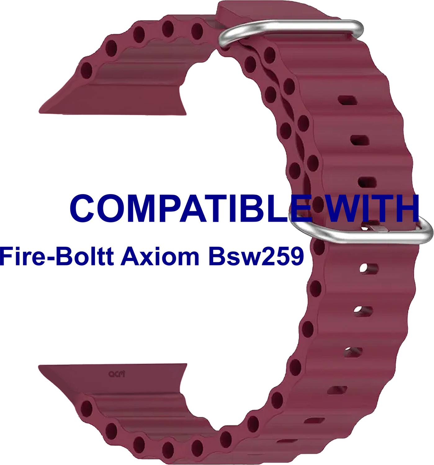 ACM WSM18F40PU1697 Sliding 44mm 49mm Watch Strap Silicone Smart for Fire-Boltt Axiom Bsw259 Smartwatch Purple Smart Watch Strap