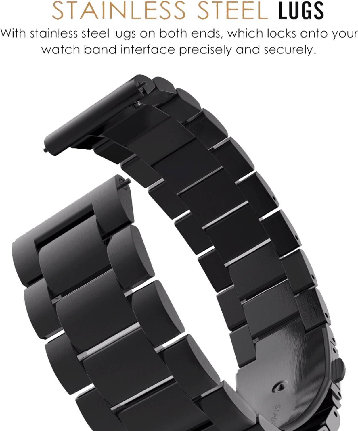 ACM Metal Watch Strap for Noise Colorfit Qube 2 Black - Image 5