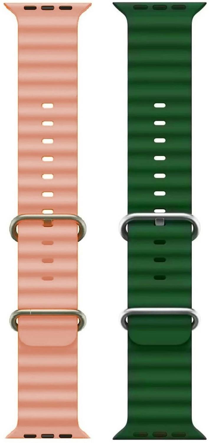 Priavy Silicone Smart Watch Strap Compatible with T800 & T900 ultra, Watch 8 & Watch 9 ultra, T10, I8 & I7 pro max, S8 ultra watch( Pink & Green) Smart Watch Strap