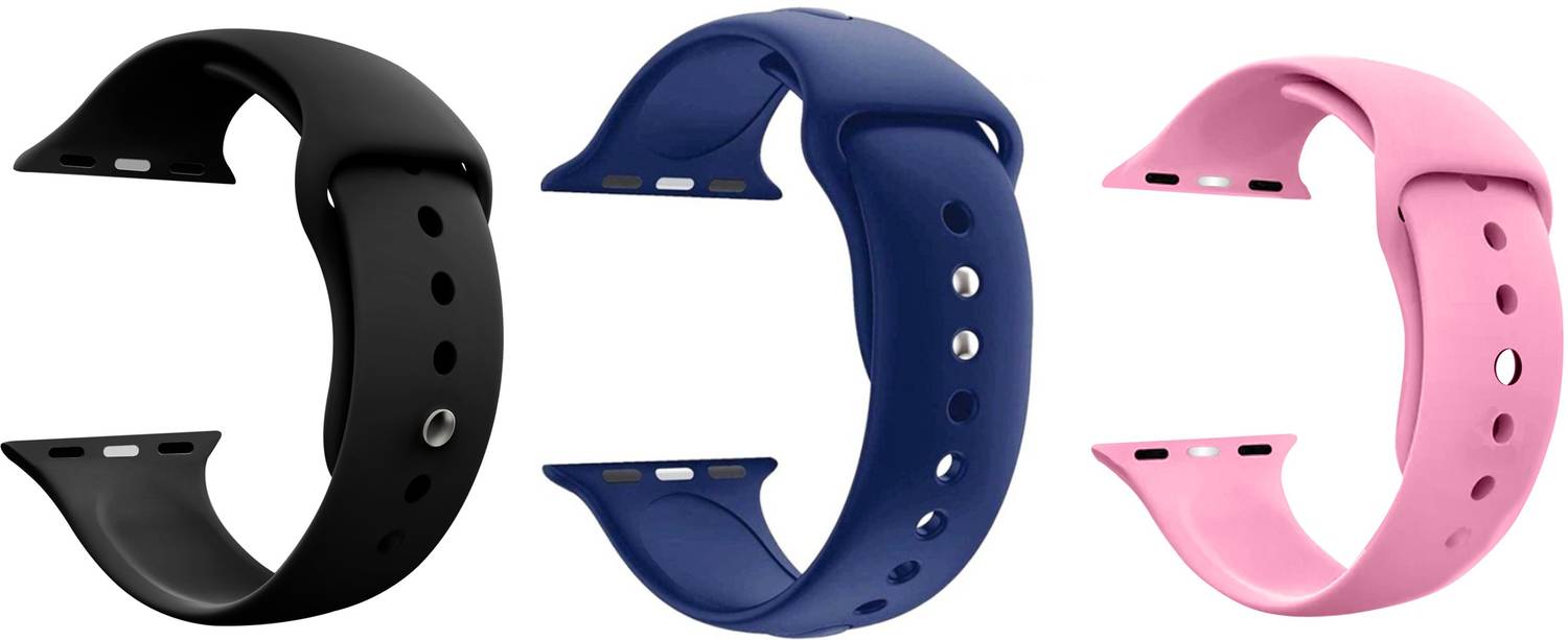 Antoj Smart Watch Strap Belt for Ultra Watch 49 mm, Series 8 / 7 45 mm, Series 6 / 5 / 4 44 mm, Series 3 / 2 / 1 42 mm, T800 Ultra, Watch 8 Ultra, i8 Pro Max, W26, T800.(black,blue,pink) Smart Watch Strap
