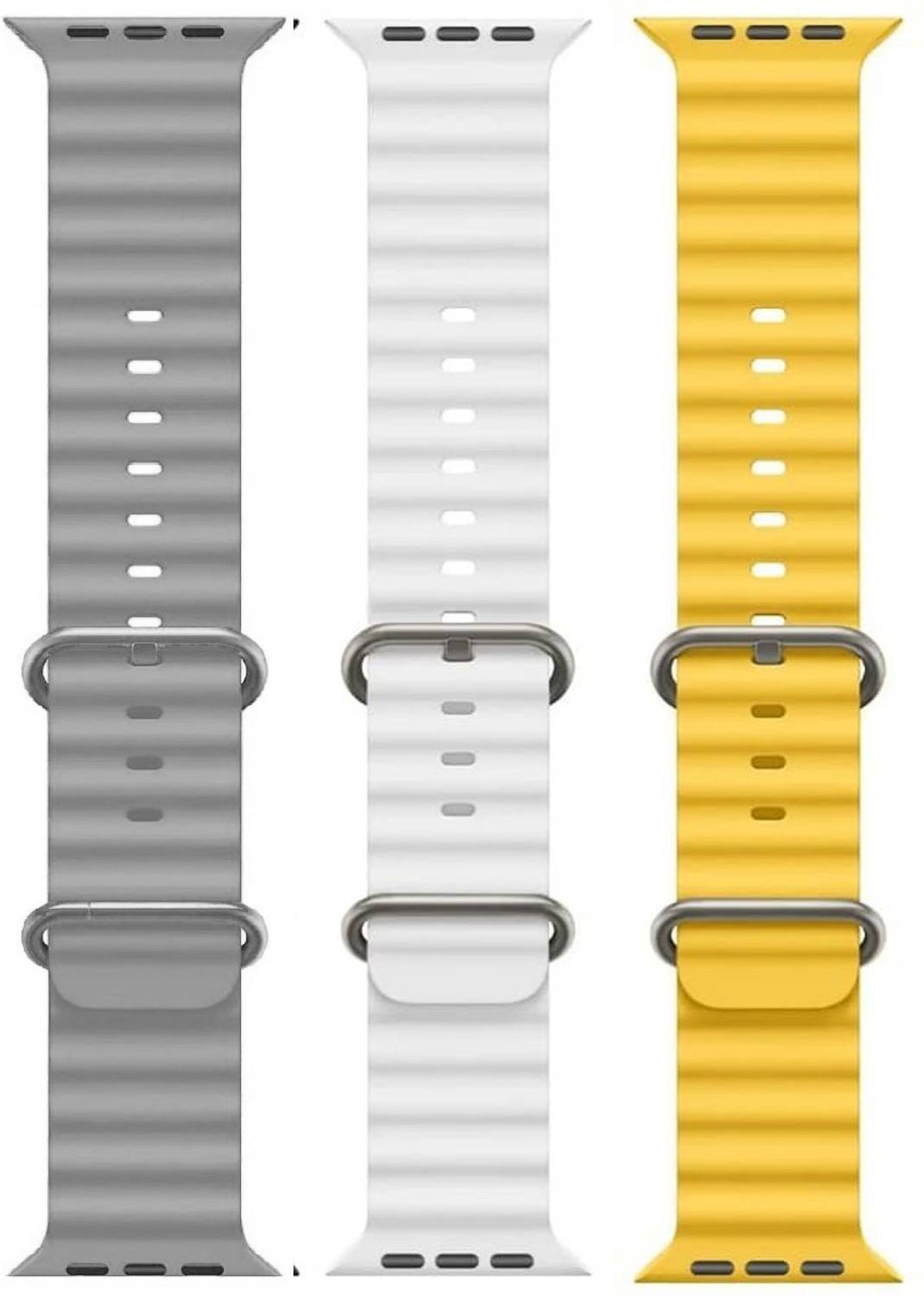 Antoj Smart Watch strap for T800, T900, T10, I8 pro,I7 pro, S8 ultra, watch 8, Watch 9 of size 49mm 45mm 44mm 42mm(grey, white, Yellow) Smart Watch Strap
