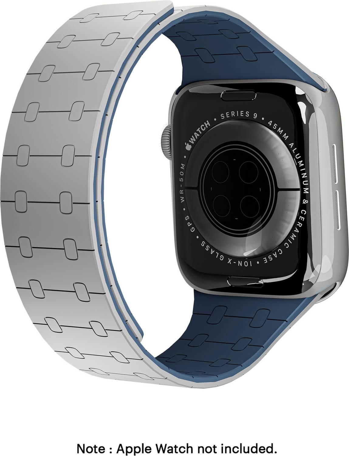 DailyObjects 13 cm Grey Lightweight Velour Snap On Smartwatch Wrist Band/Straps | Compatible With Apple Watchbands (42/44/45/49mm) | High Strength Silicone With Water Resistant Material | Magnetic Closure | Adjustable Strap For Apple Ultra iWatch Series SE 9 8 7 6 5 4 3 2 1 Smart Watch Strap