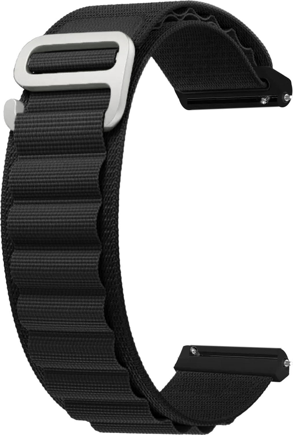 Image of ACM Watch Strap Nylon Hook for Noise Noisefit Twist Go Smartwatch Belt Band Black Smart Watch Strap