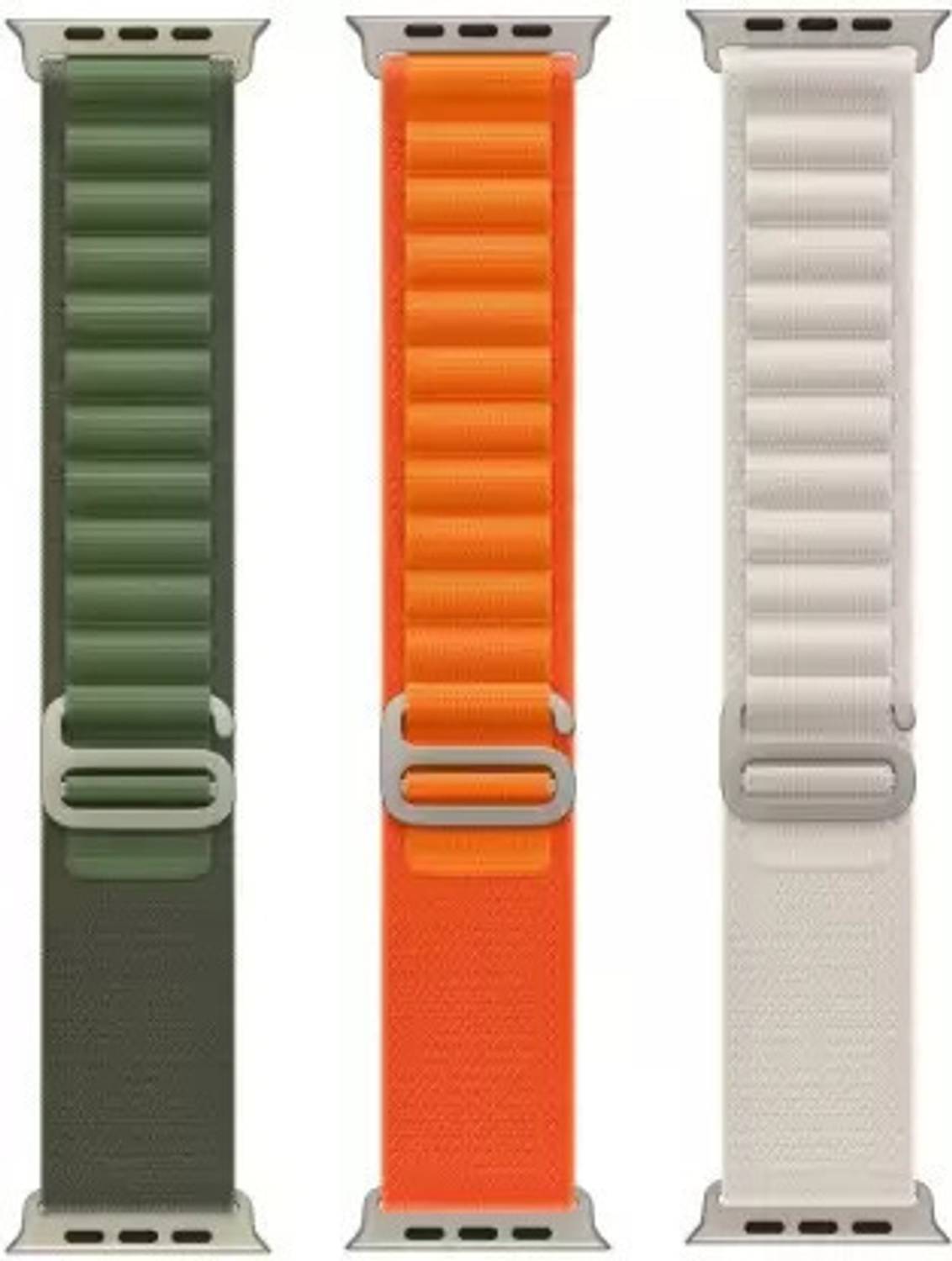 HiWatch 2.5 inch Alpine Loop Nylon Bands/Straps Compatible with Watch 49mm 45mm 44mm 42mm Men & Women, Adjustable Strap with Metal G-Hook Premium orange , green ,and white color Strap for iWatch Ultra Series SE 8 7 6 5 4 3 2 1 (Only Alpine Loop Strap for Apple iWatch, Watch NOT Included) Smart Watch Strap