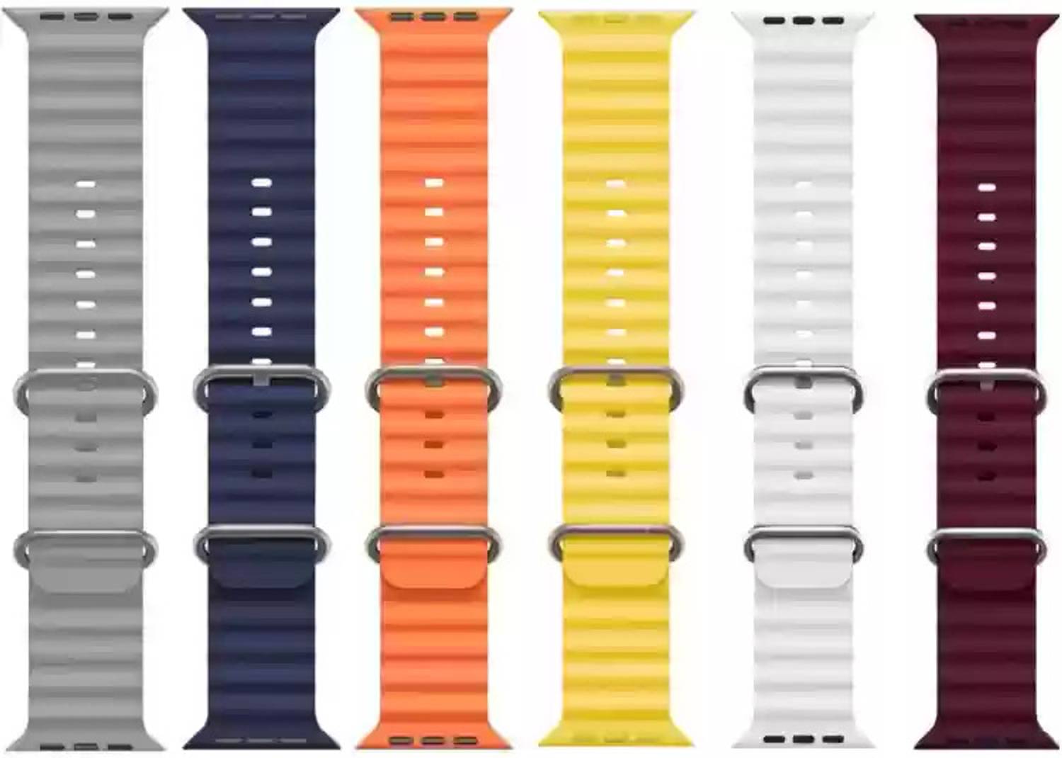 Geo SPORTS 2.5 cm Silicone Ocean Adjustable Metal-Hook Premium Multi color Straps Smart Watch Strap