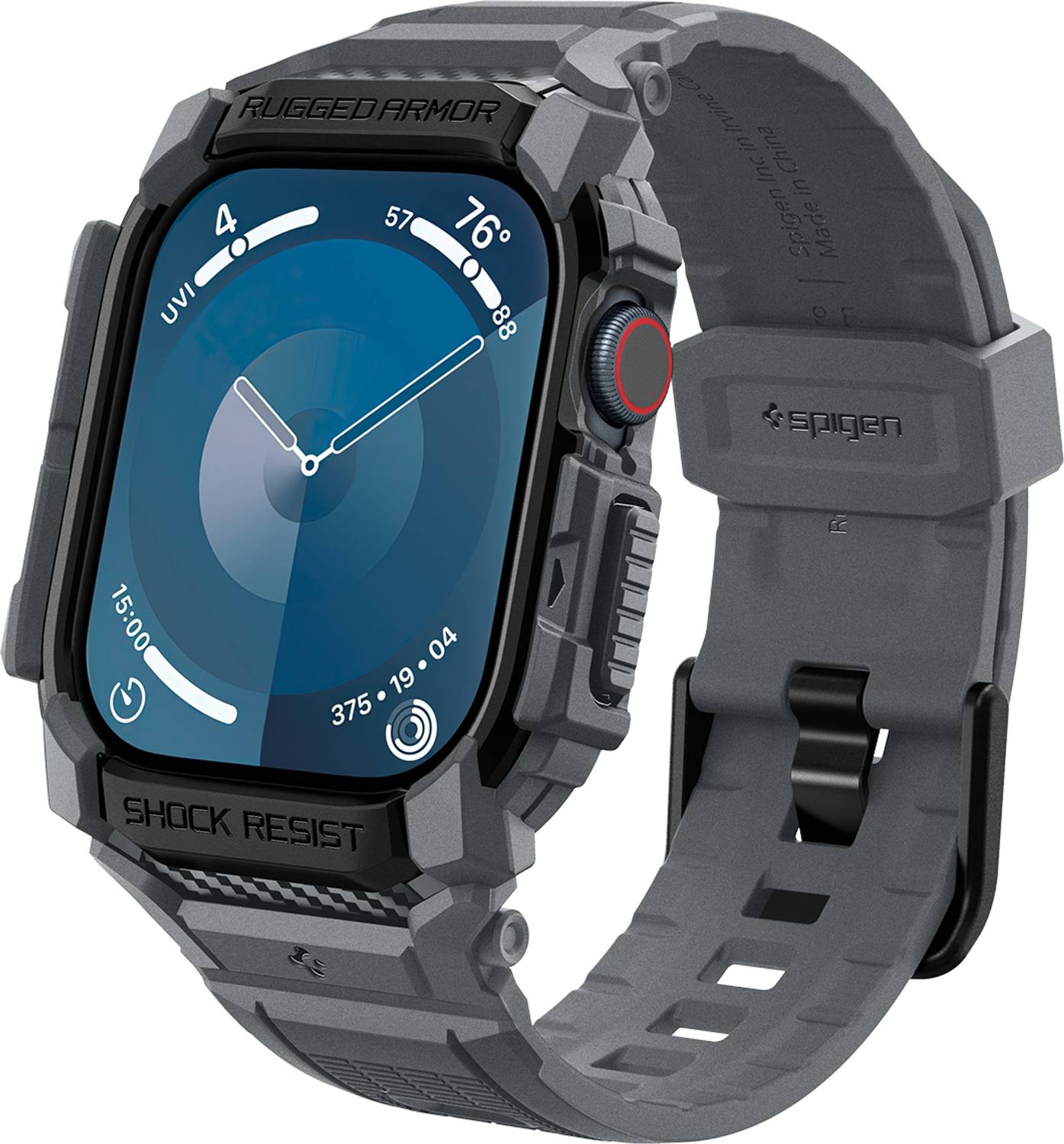 Spigen Rugged Armor Pro Protective Bumper Case Cover with Loop Band Strap (Full Coverage) Compatible With Apple Watch Series 10 46mm (2024) (Watch Not Included) Smart Watch Strap