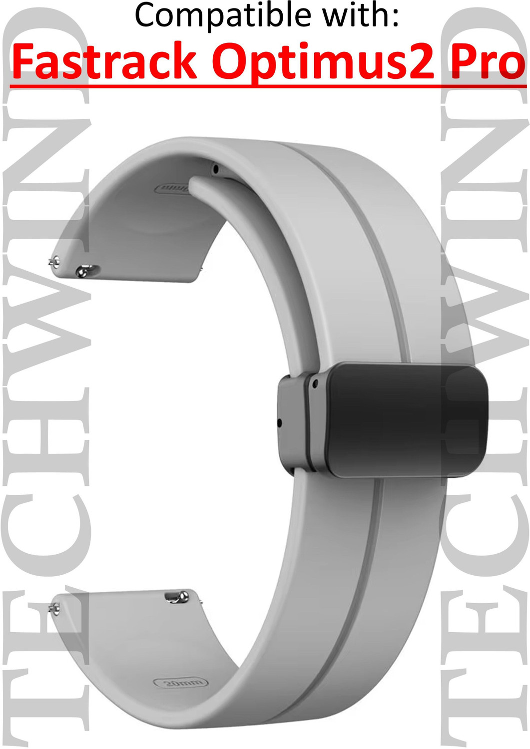 Image of MOBISINGH 2 cm TWMGNTBCKL030GY Smart Watch Strap Compatible with Fastrack Optimus 2 Pro Smart Watch Strap