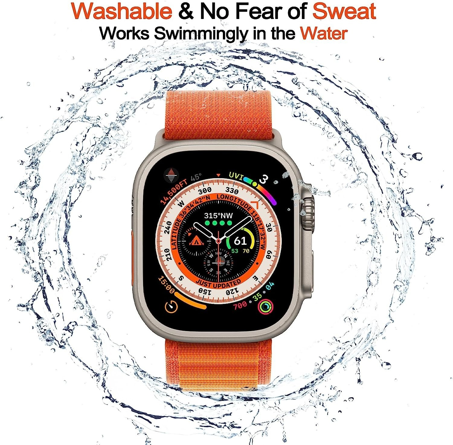 Image of Vaku Luxos 2 cm Alpino iwatch Strap Nylon Loop for 42|44|45|49mm Adjustable Band Strap Smart Watch Strap
