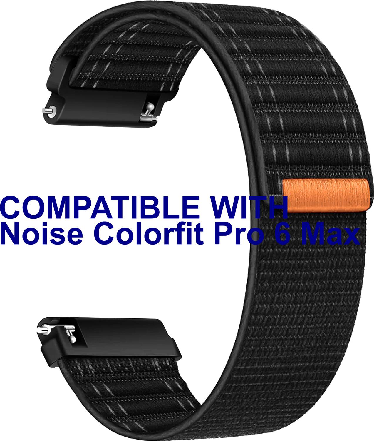 ACM Watch Strap Nylon Soft for Noise Colorfit Pro 6 Max Smartwatch Black Smart Watch Strap