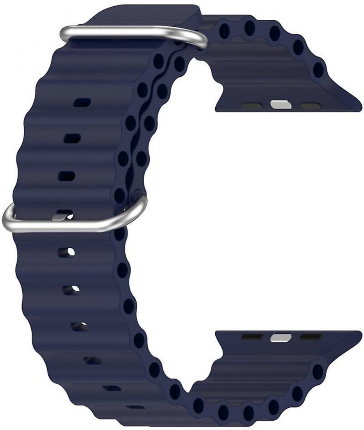 Geo SPORTS 2.5 cm Silicone ocean Bands/Straps Compatible with Watch 49mm 45mm 44mm 42mm Men & Women, Adjustable Strap with Metal Hook Premium Blue Strap for iWatch Ultra Series SE 8 7 6 5 4 3 2 1 (Only Silicone ocean Strap for Apple iWatch, Watch NOT Included) Smart Watch Strap