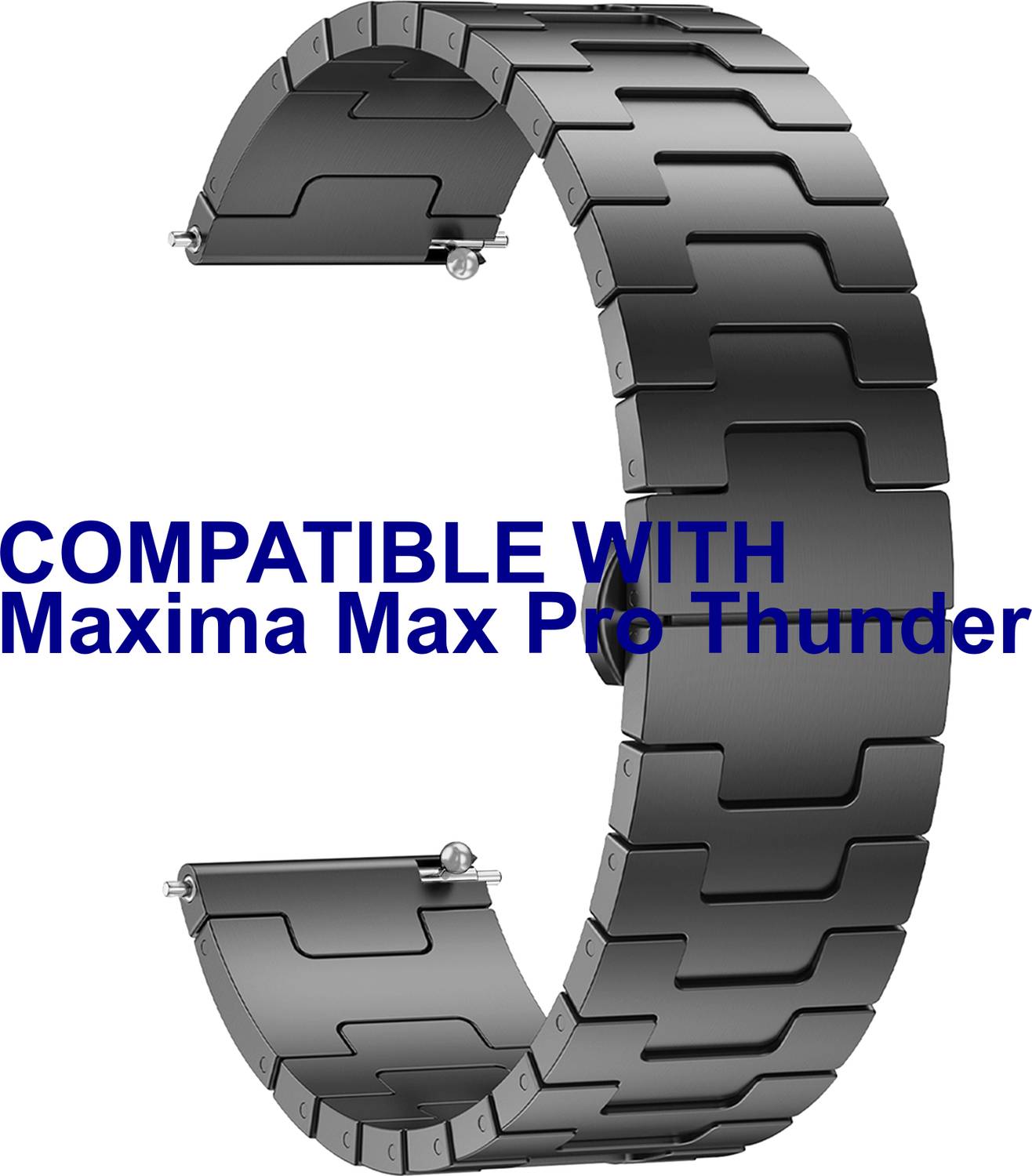 ACM Watch Strap Metal Steel for Maxima Max Pro Thunder Smartwatch Black Smart Watch Strap