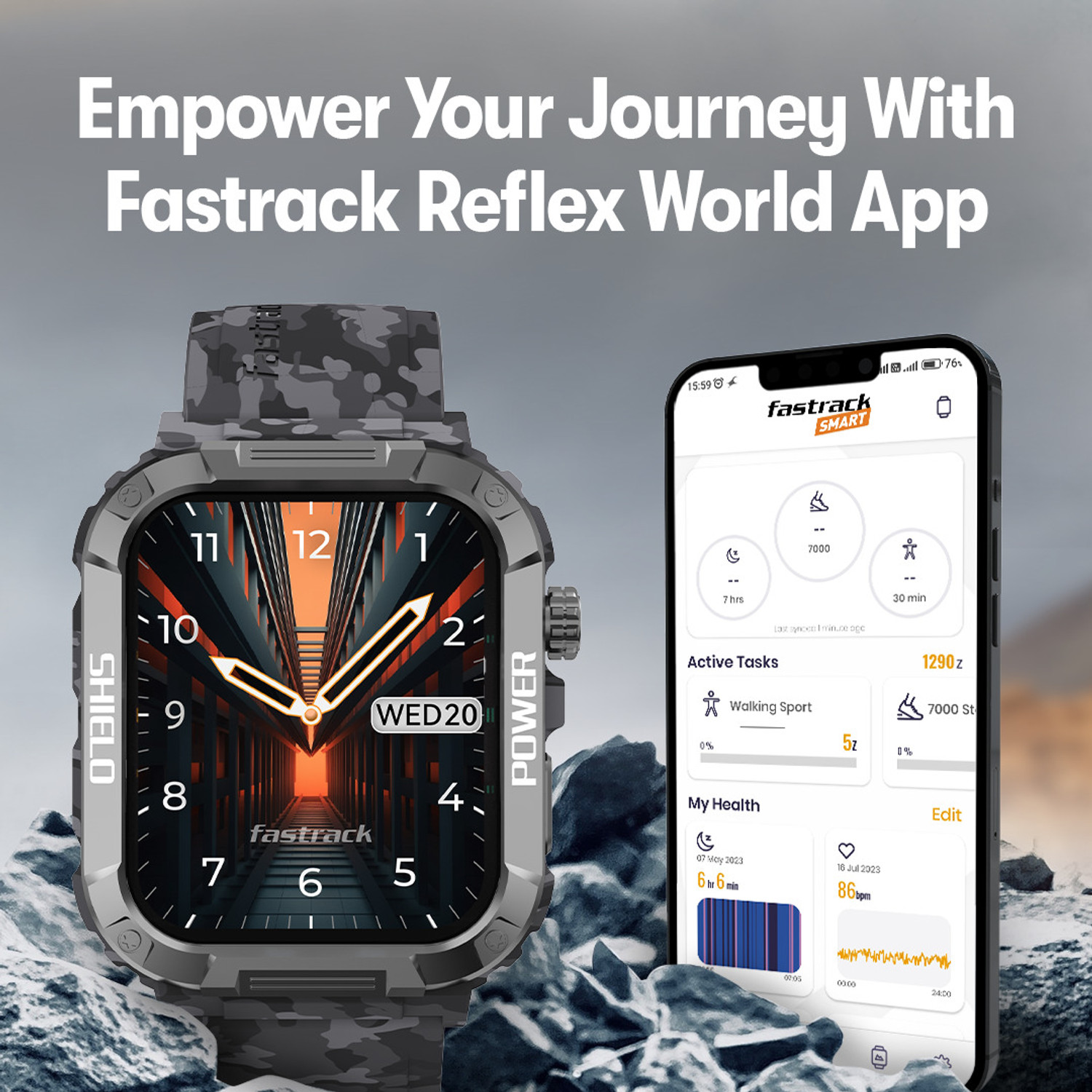 Image of Fastrack Vigor 1.91 Super HD Display|700 Nits|Functional Crown|BT Calling|Rugged Smartwatch