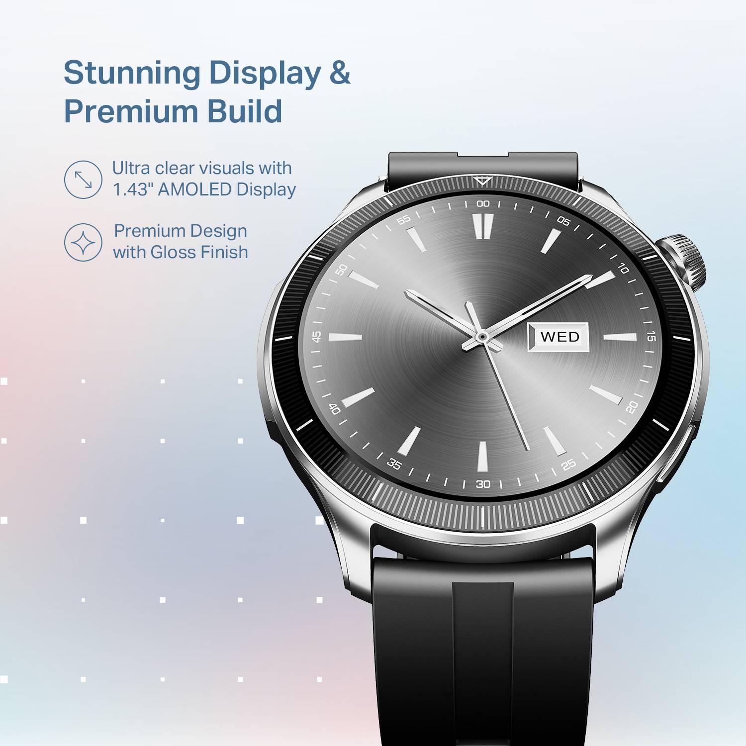 boAt Chrome Eon Silver 1.43" AMOLED Smartwatch - Image 4