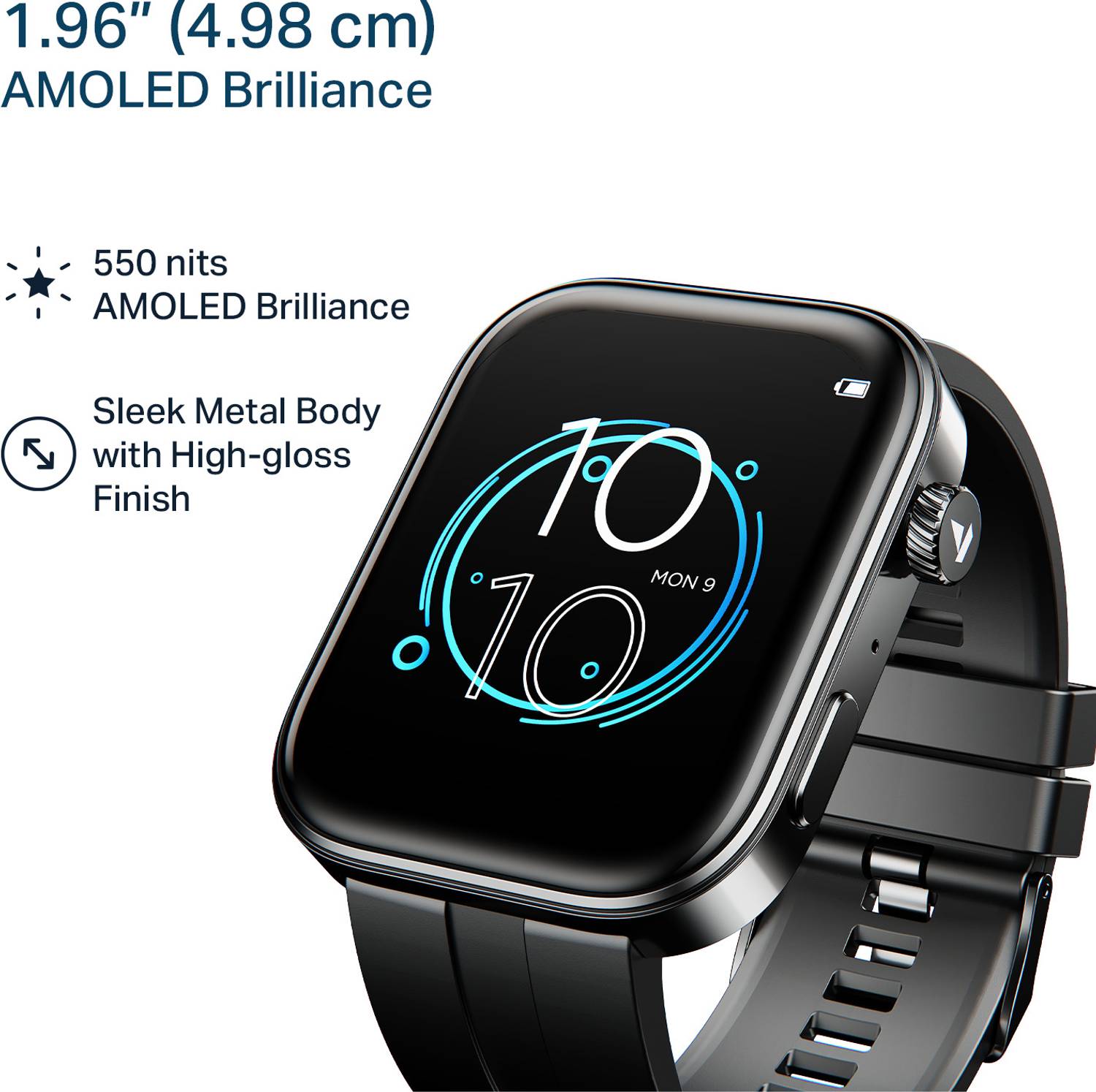 boAt Chrome Endeavour 1.96" AMOLED Smartwatch Silver - Image 5