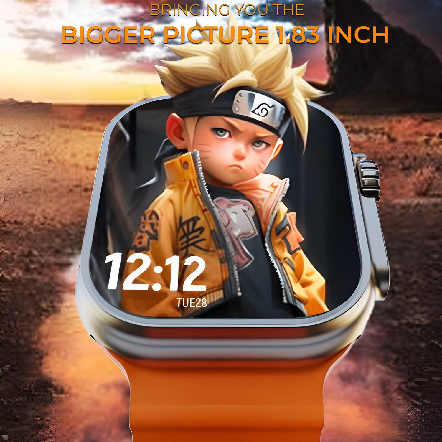 Image of Melbon T800 Ultra Orange Full HD Display with Customizable Watch Faces, BT Calling Smartwatch
