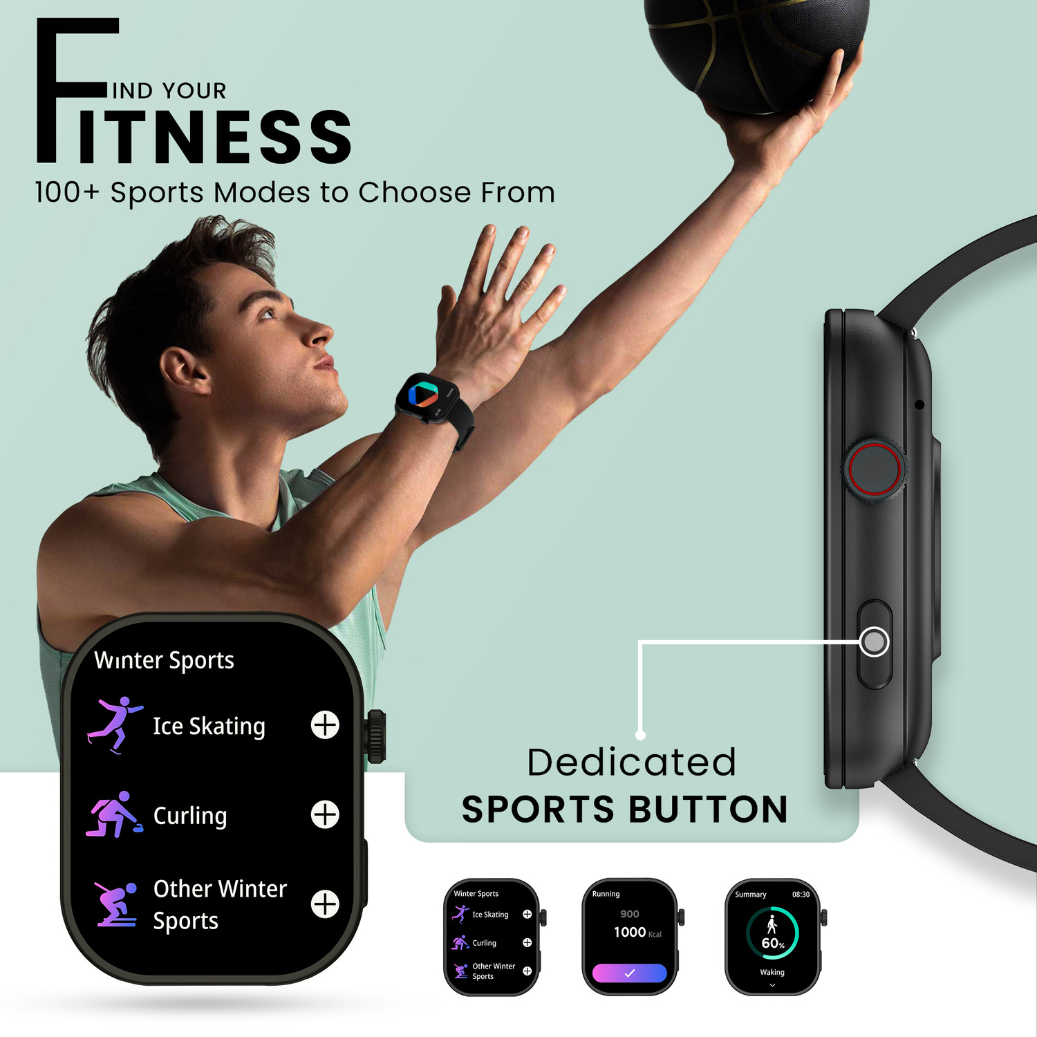 Image of Hammer Tussle 2.01 inch HD Display Advanced BT Calling|Voice Assistant|In-Built Games Smartwatch