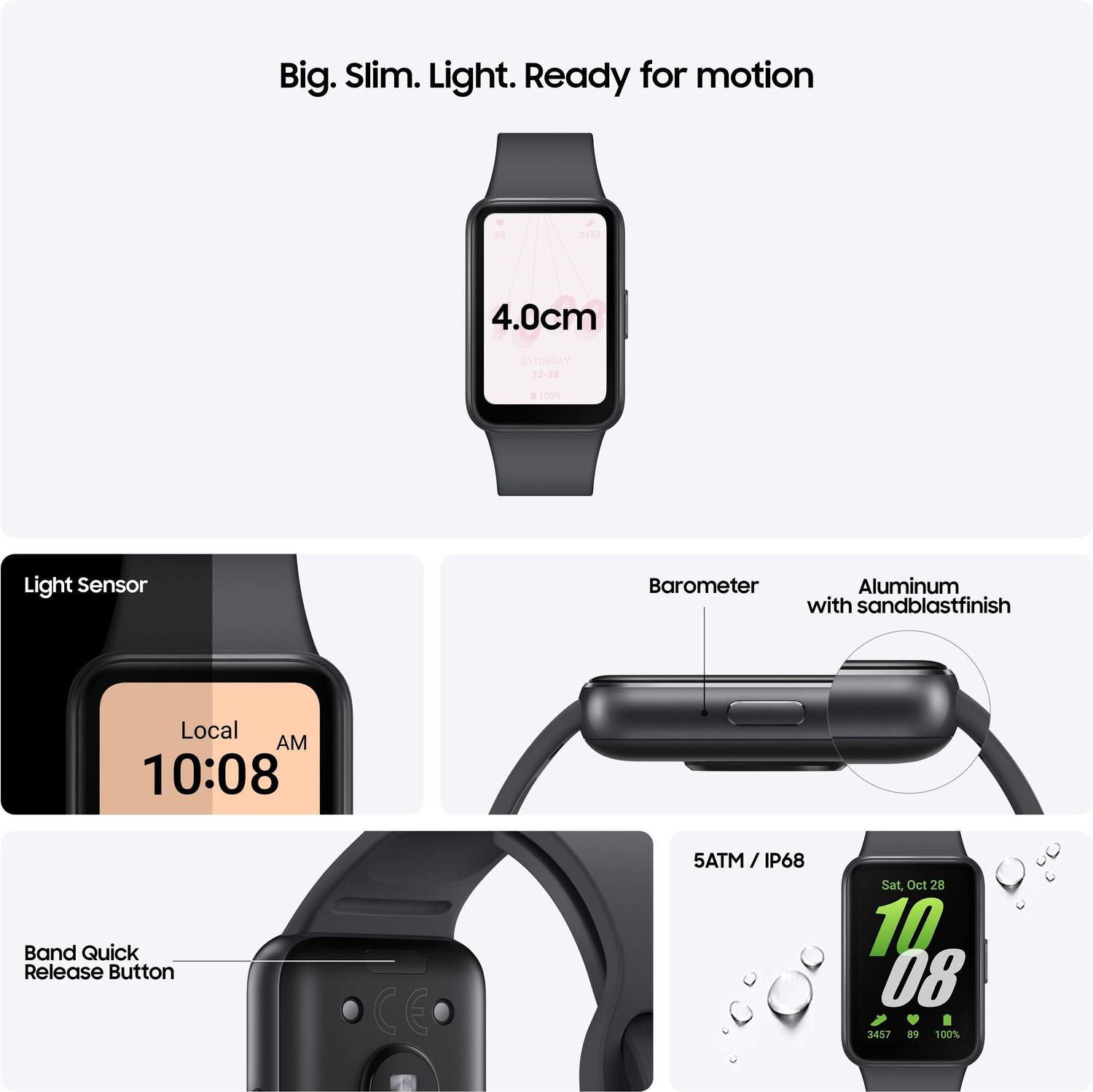 Image of Samsung Galaxy Fit3 | AMOLED Display & Aluminium Body | Upto 13Day Battery | 5ATM & IP68