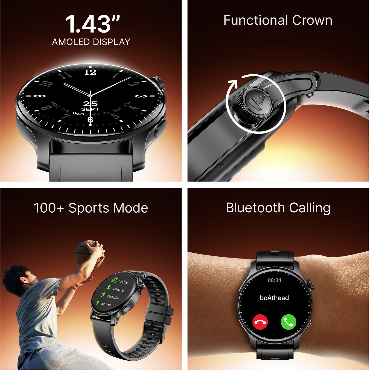 Image of boAt Ultima Prime w / 1.43 inchAMOLED Display, AOD, Personalized Nudges, Functional Crown Smartwatch