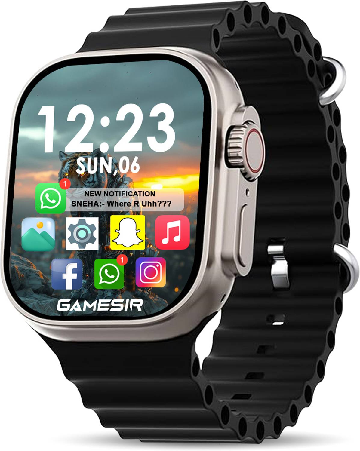 TECHIO T800 Ultra Black Smartwatch with Bluetooth, Fitness & Hear