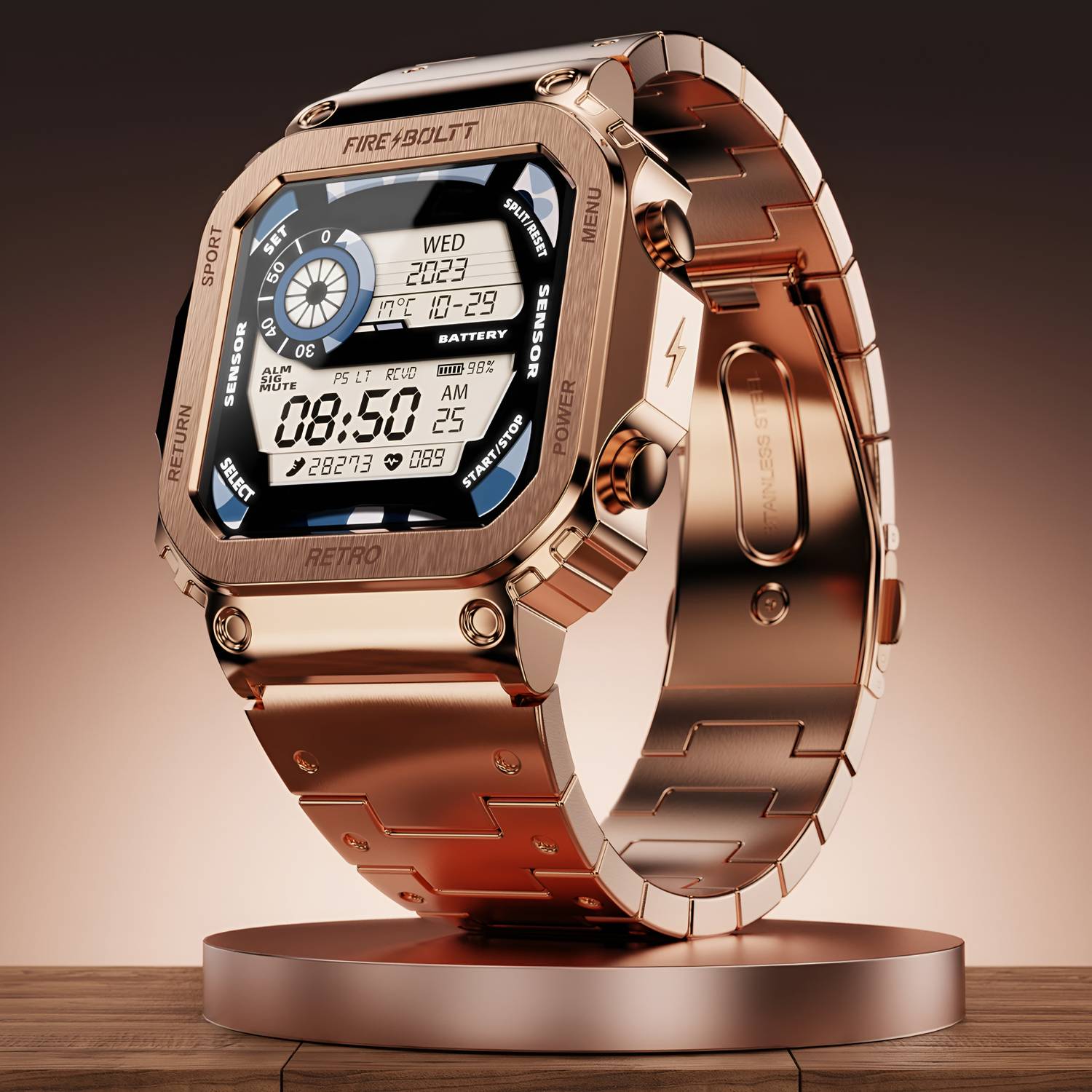 fire boltt Retro 39.1mm (1.54) Display, Bluetooth call, Voice Ass
