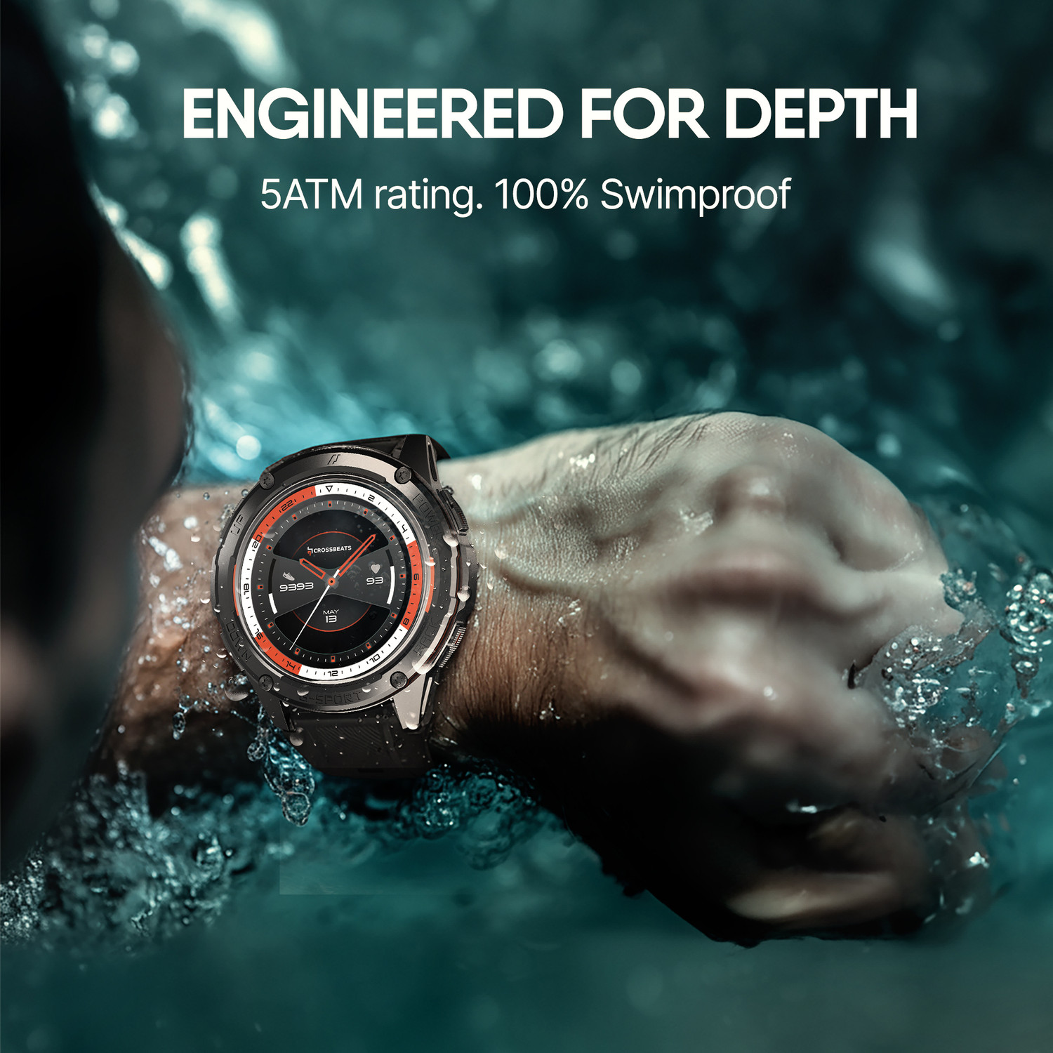 Image of CrossBeats Armour Pro AI Premium 1.43 inch AMOLED BT Calling, 5ATM Waterproof, Sports Mode Smartwatch