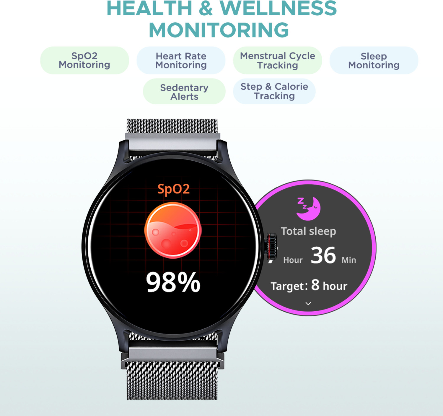 Image of boAt Lunar Vista w / 3.8 cm(1.52 inch) AuraVue AOD Display, BT Calling, Functional Crown Smartwatch