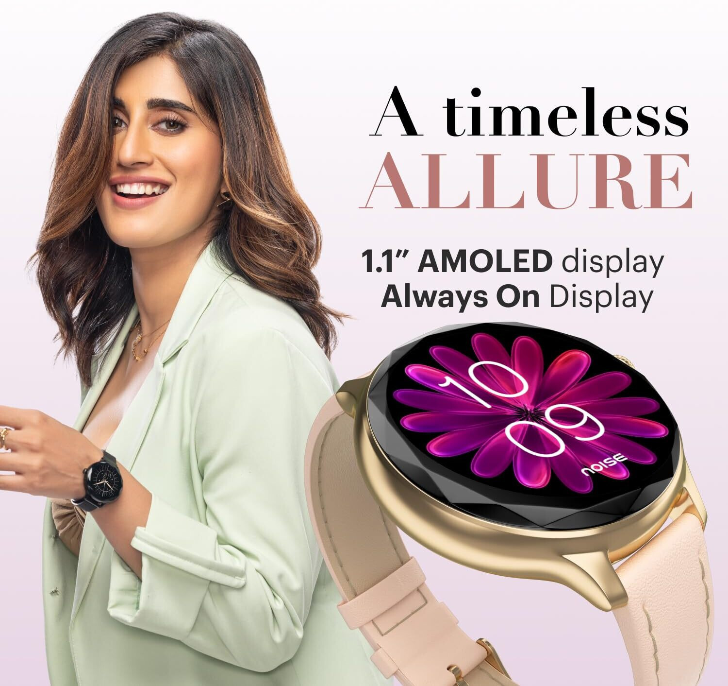 Image of Noise Diva Diamond-cut Dial, AMOLED Display, Glossy Metallic Finish Smartwatch