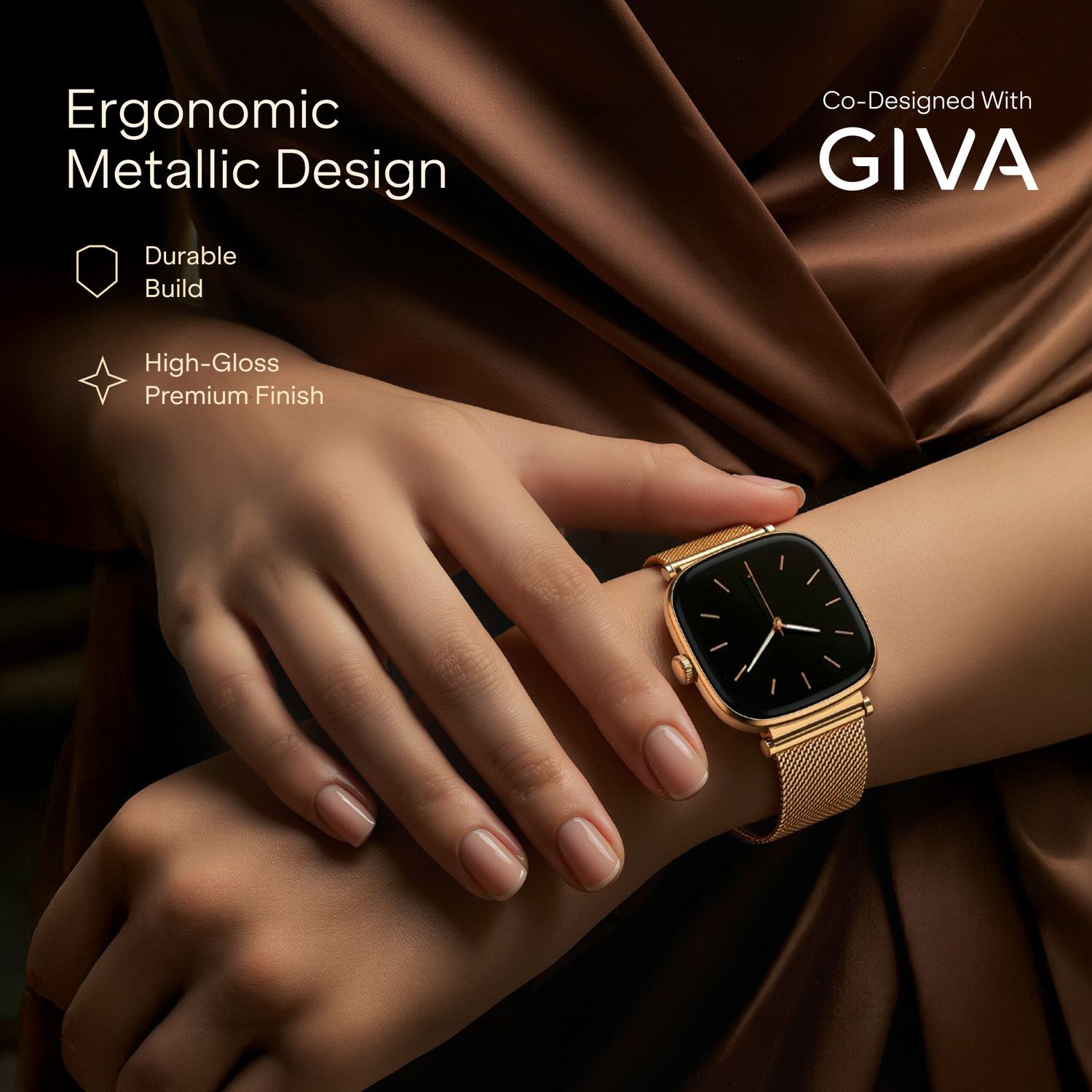 Image of boAt Chrome Ivory, Designed by GIVA, 1.7 inch AMOLED, 1000 nits, Premium Metal Body Smartwatch