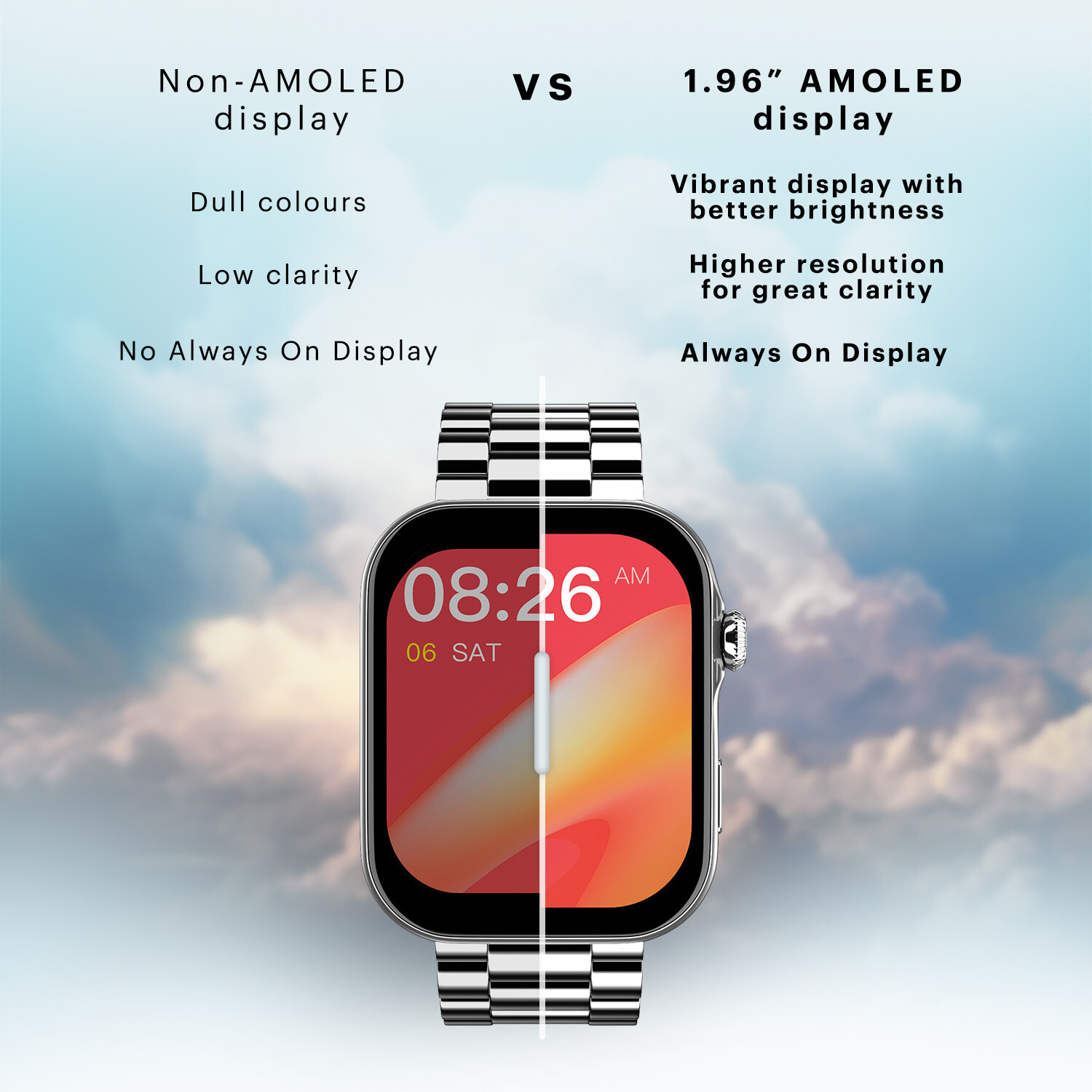 Image of Noise Vision 3 with 1.96 inch AMOLED display with Thin Bezel, Metallic Build Smartwatch