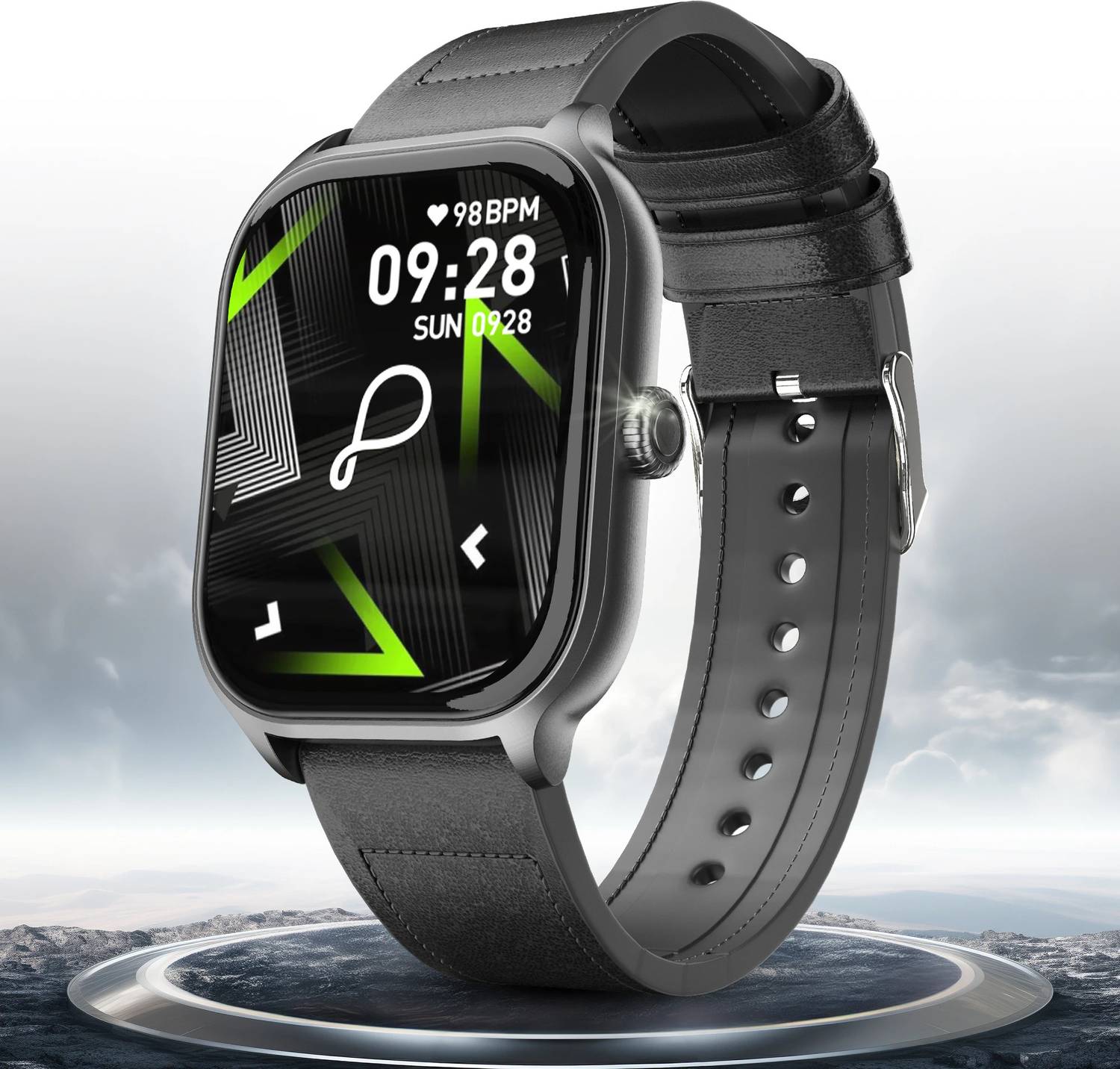 Pebble Edge 2.01'' BT Calling,True HD Display, Premium Leatherett