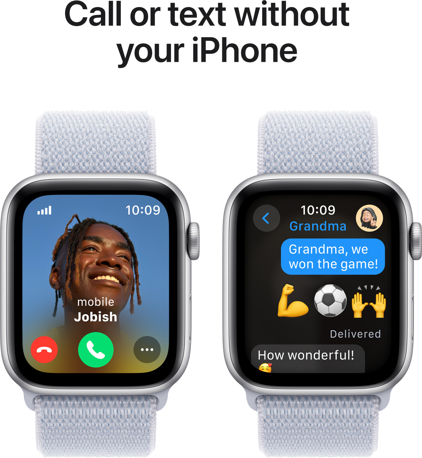 Image of Apple Watch SE GPS + Cellular 44mm Silver Aluminium with Blue Cloud Sport Loop