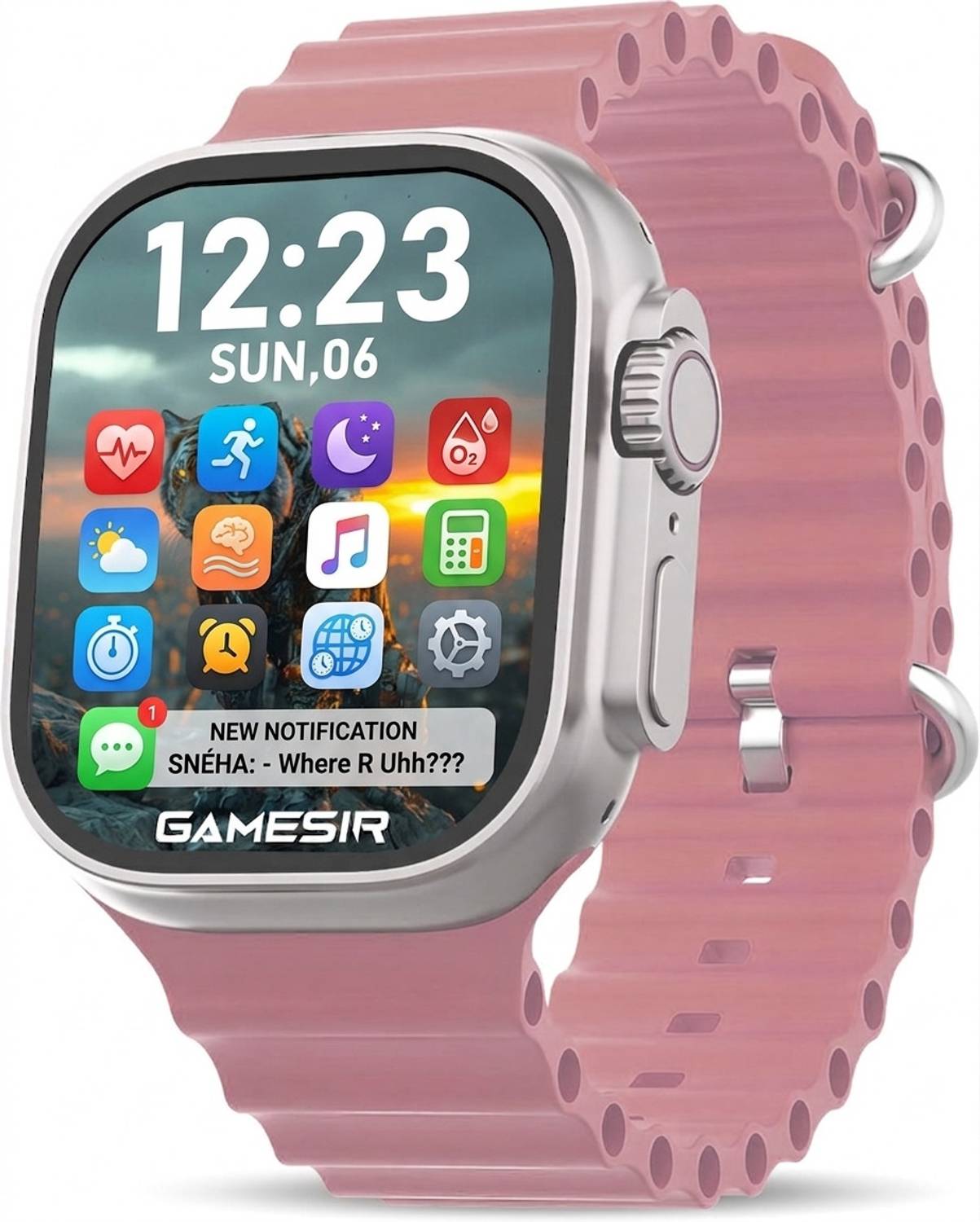 GameSir T800 Ultra Pink Smartwatch with Bluetooth, Fitness & Hear