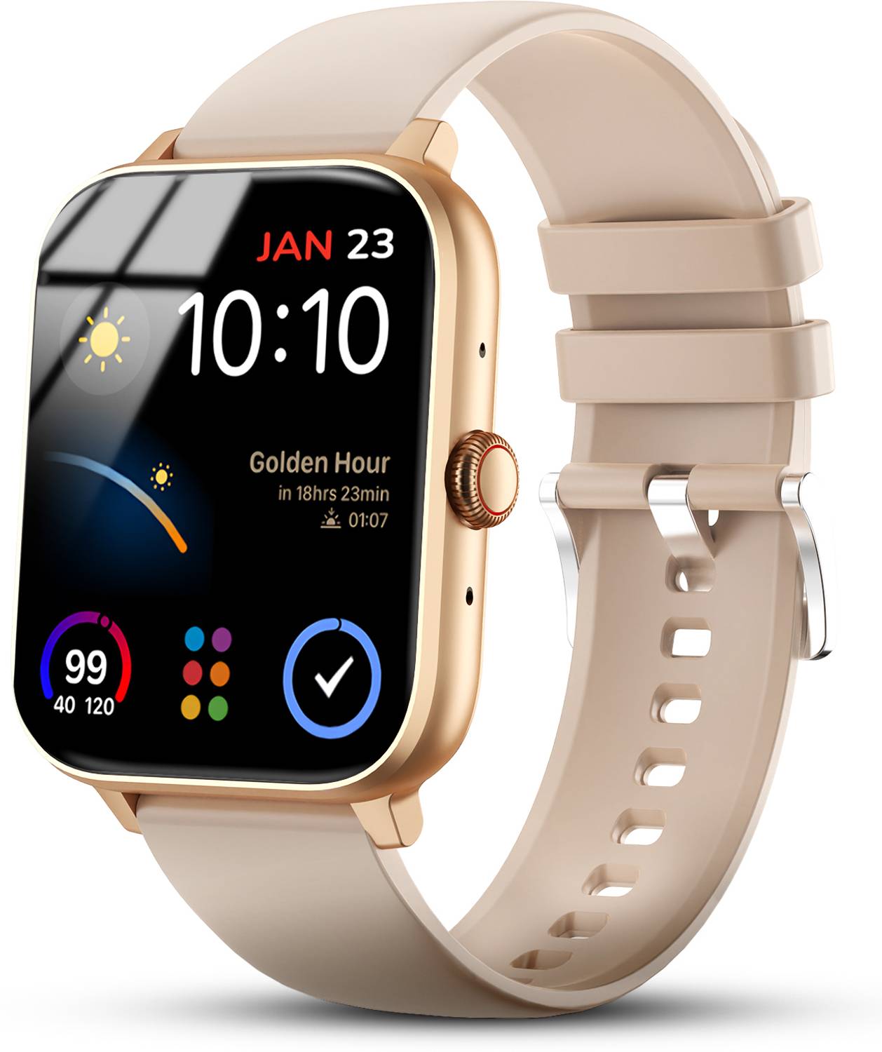 Nervfit Vibe 1.85" TrueColor+ Super HD, BT Calls, Waterproof, HR, BP, Sleep Tracking Smartwatch