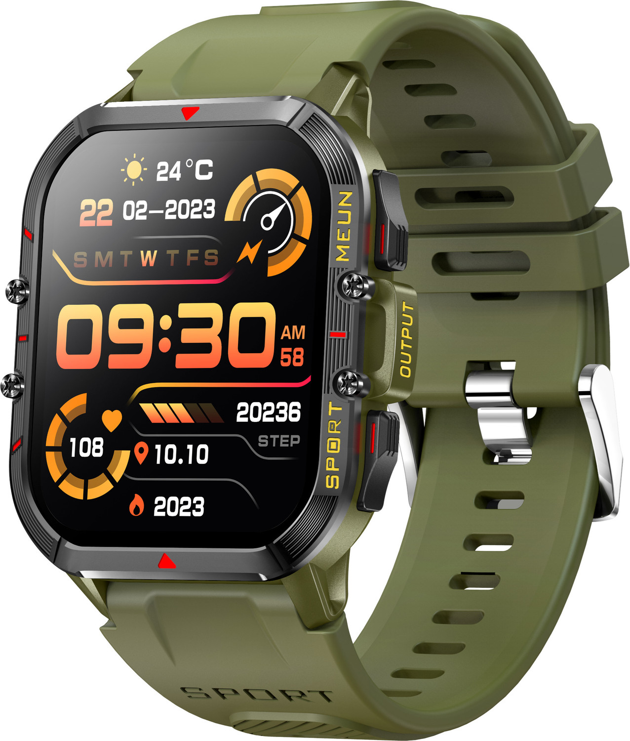 Image of Microflash Army Grade 1.96 inch HD Display Touch Screen Bluetooth Calling With 123 Sports Mode Smartwatch