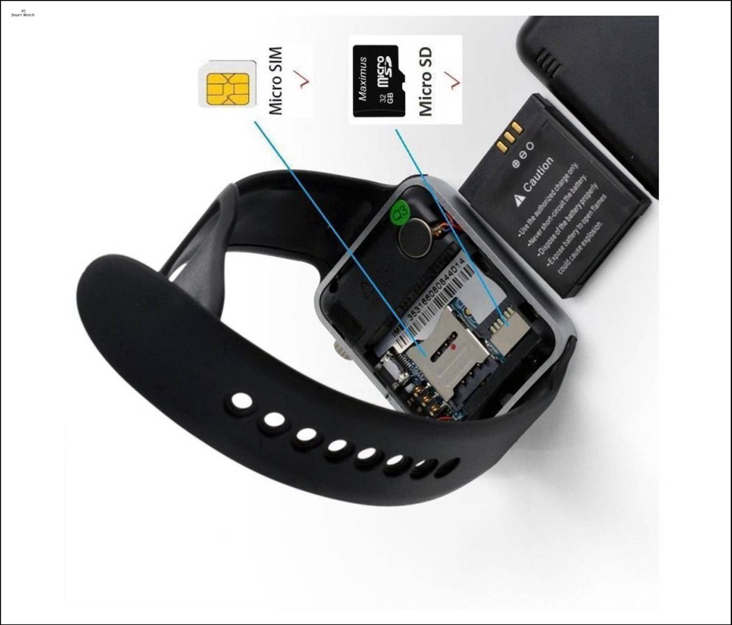 Shop New A1 Smart Watch - Support SIM, Bluetooth, Memory Card, Voice Calling, Camera Smartwatch