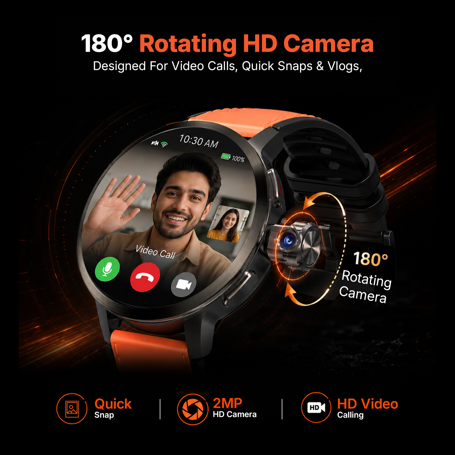 Image of Ai+ NovaWatch Rotatecam 4G Android Smartwatch, 180 Degree Rotating Camera & GPS Smartwatch