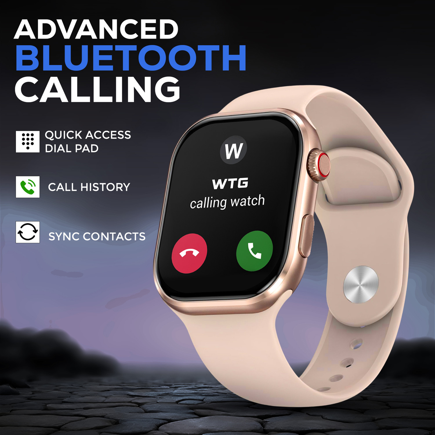 Image of WTG i8 Pink 1.54 inch HD Display Bluetooth Calling, Notifications, Music & Fitness Smartwatch