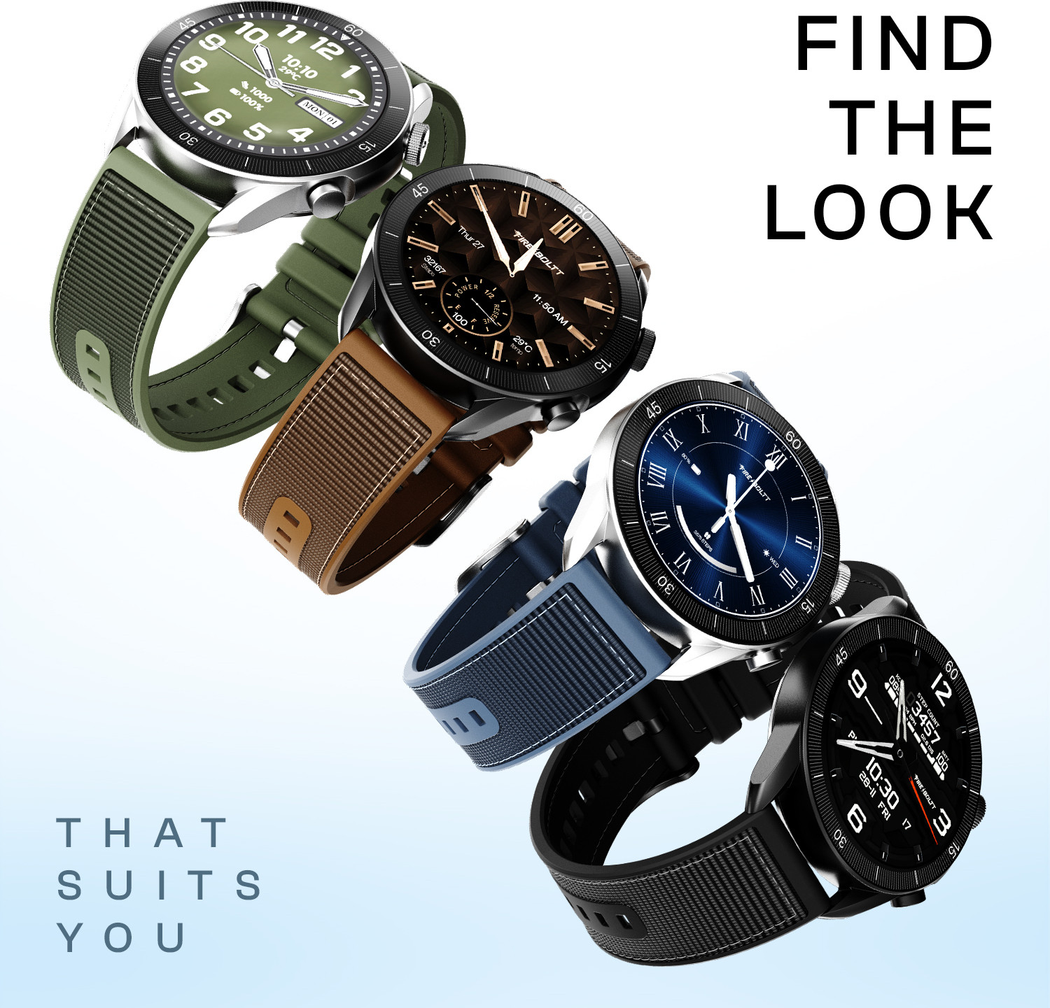 Image of Fire-Boltt Legacy Force 1.43 inch AMOLED Nylon Fluoroelastomer Hybrid Strap Rotating Crown Smartwatch