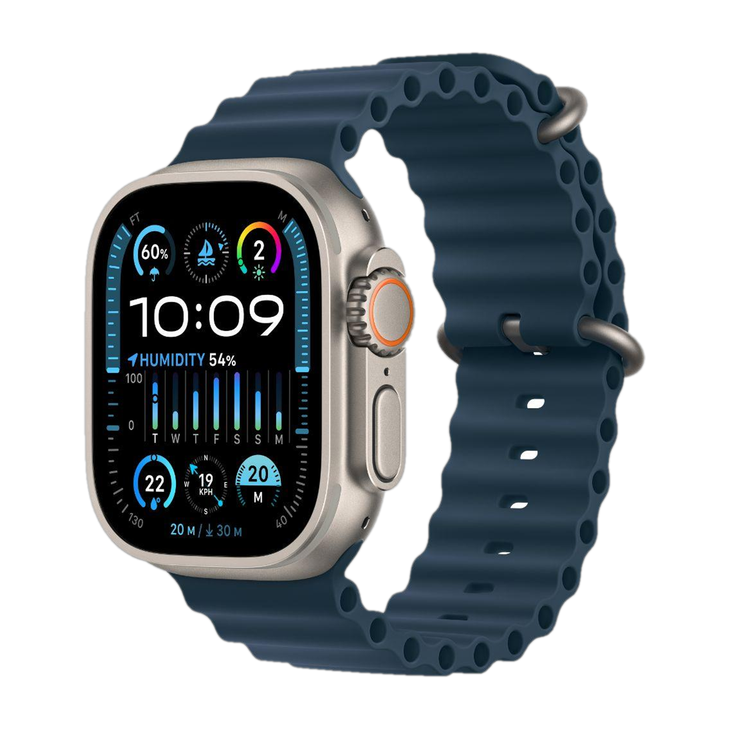 Apple Watch Ultra 2 GPS + Cellular 49mm Titanium Case with Blue Ocean Band