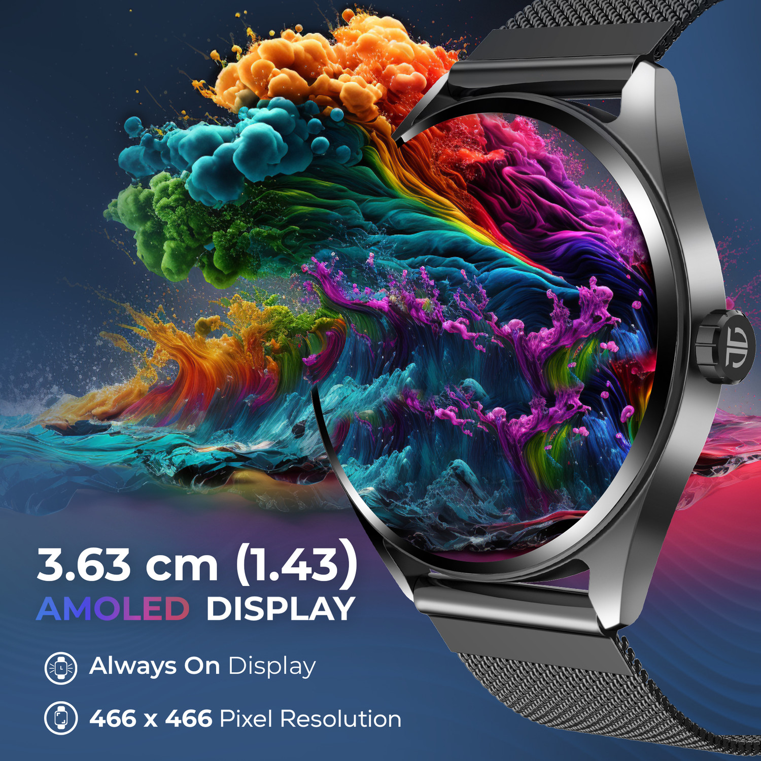 Image of Titan Crest-1.43''|Premium Design|AMOLED|AOD|Working Crown|BT Calling|Fast Charge|IP68 Smartwatch