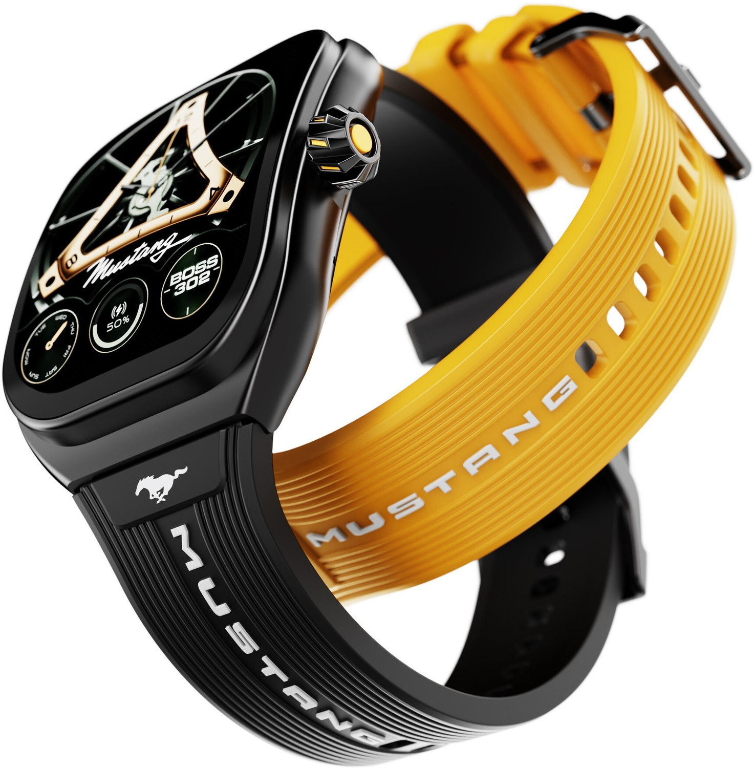 Image of GOBOULT Mustang Muscle 2.01 inch HD 3D Screen, Extra Strap, Premium Crown, 600Nits, IP68 Smartwatch