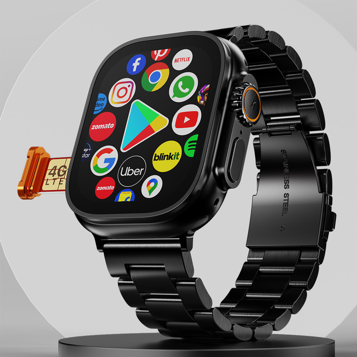Image of Fire-Boltt Oracle WristPhone - 4G SIM /LTE /WiFi, Android OS, Play store & Phone Notification Smartwatch