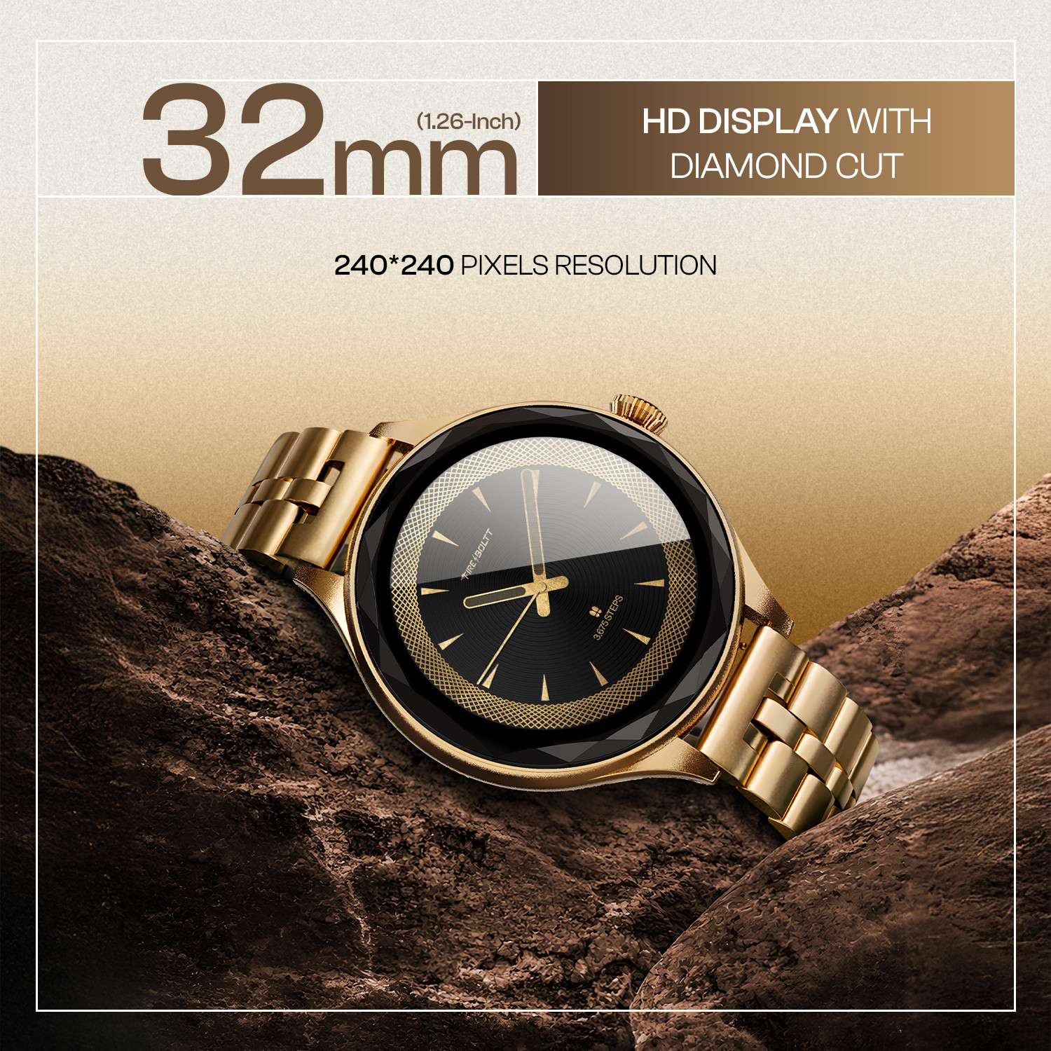 Image of Fire-Boltt Hurricane Aura 1.26HD Display Diamond Cut Rotating Crown Wireless Charging Women Smartwatch
