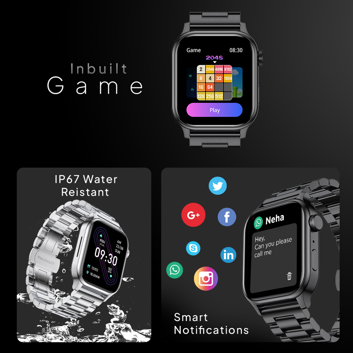 Image of Fire-Boltt Rise Luxe Stainless Steel Luxury, 47mm (1.85) Display, Games, 120+ Sports Smartwatch